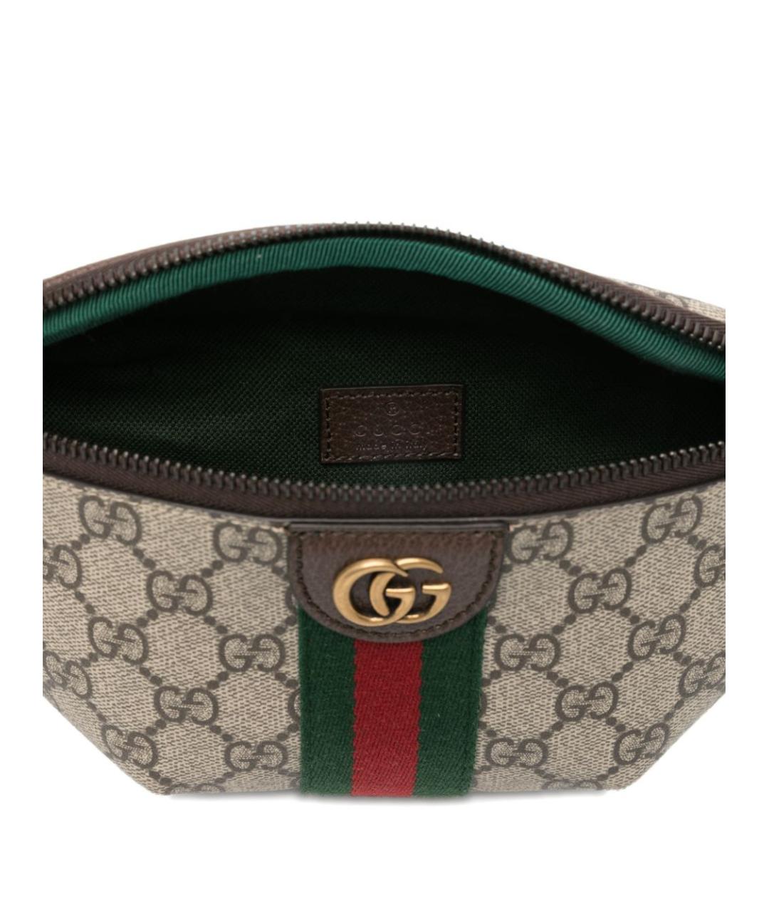 GUCCI Бежевая кожаная поясная сумка, фото 4