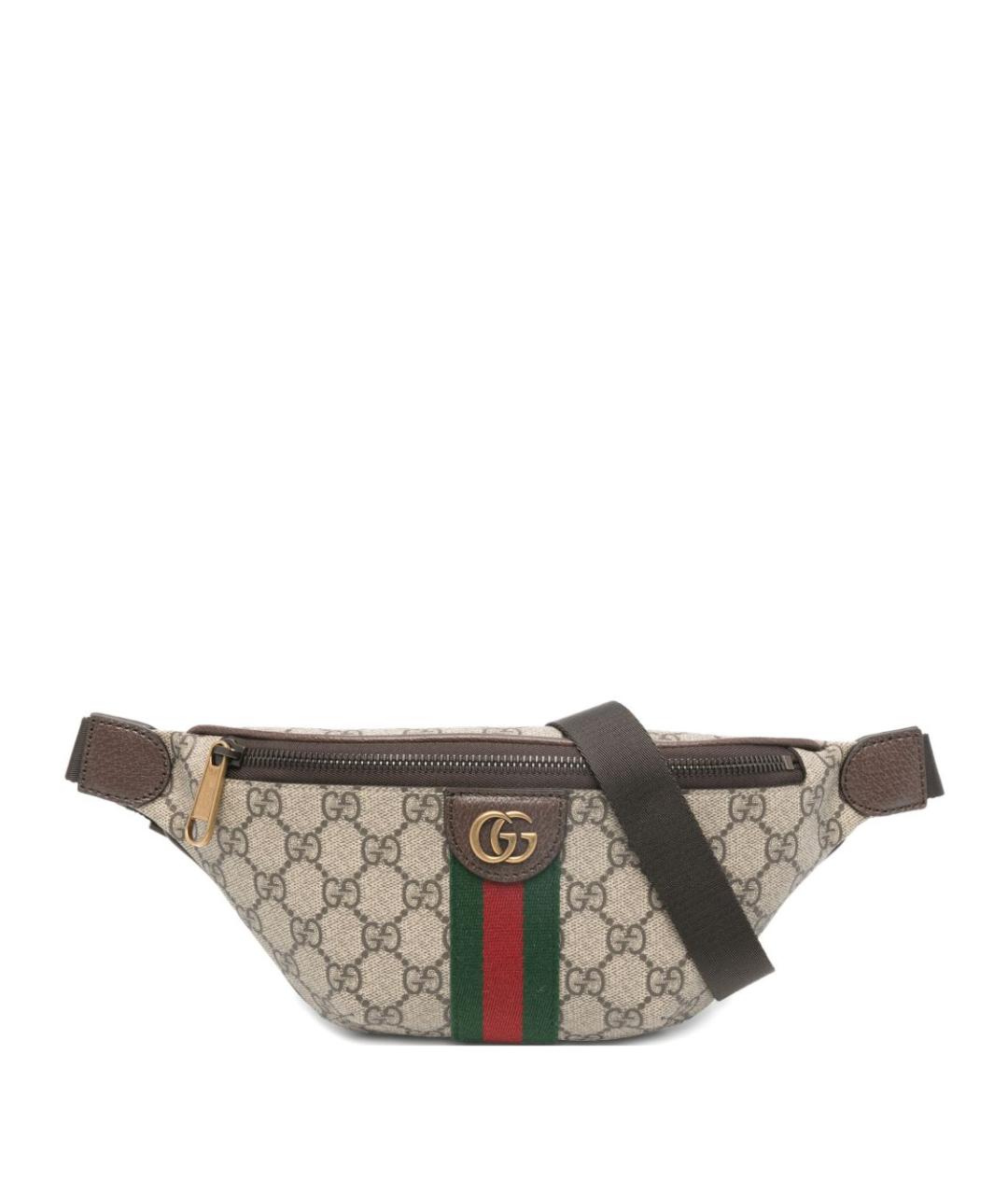 GUCCI Бежевая кожаная поясная сумка, фото 1