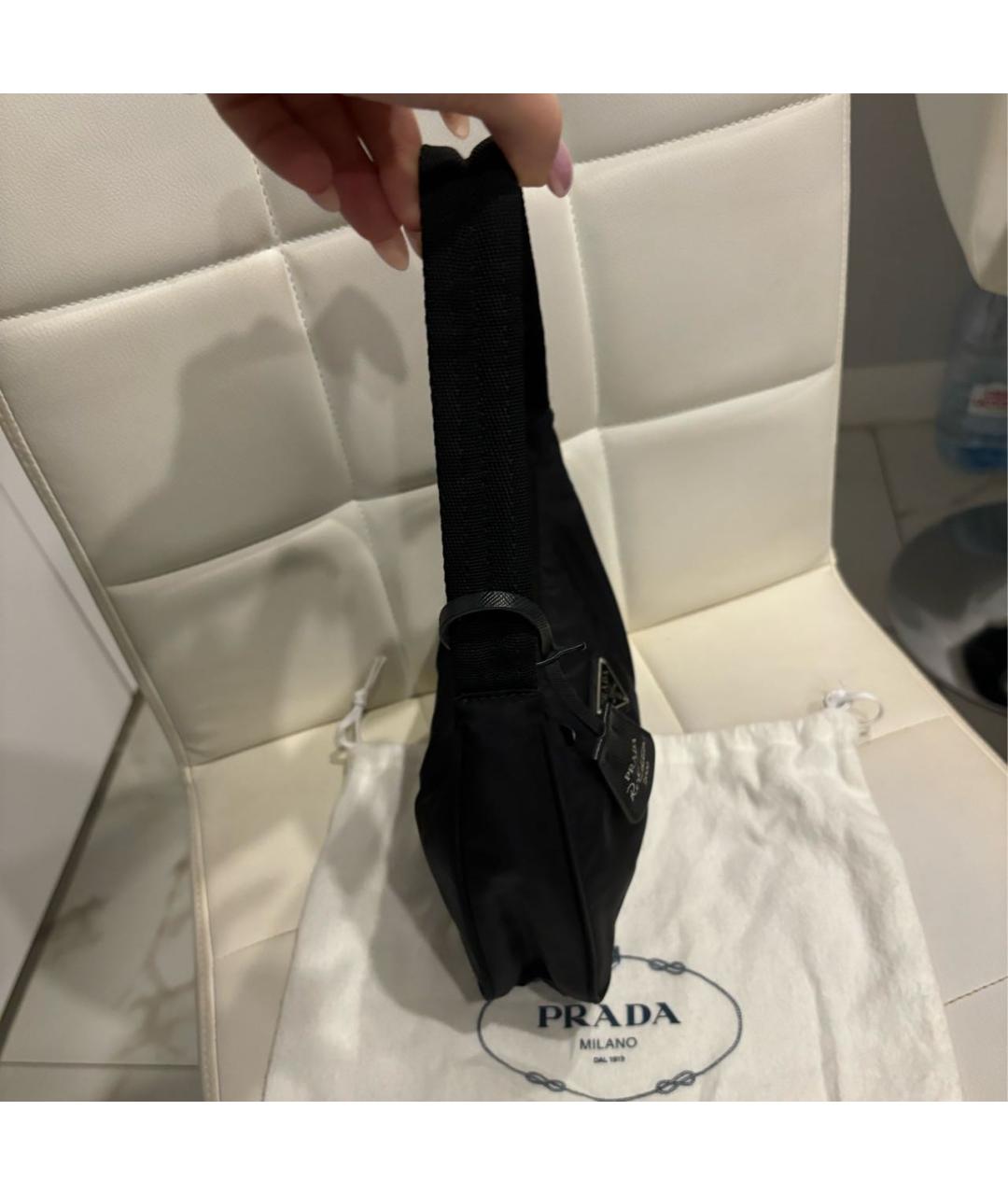 PRADA Черная тканевая сумка с короткими ручками, фото 3