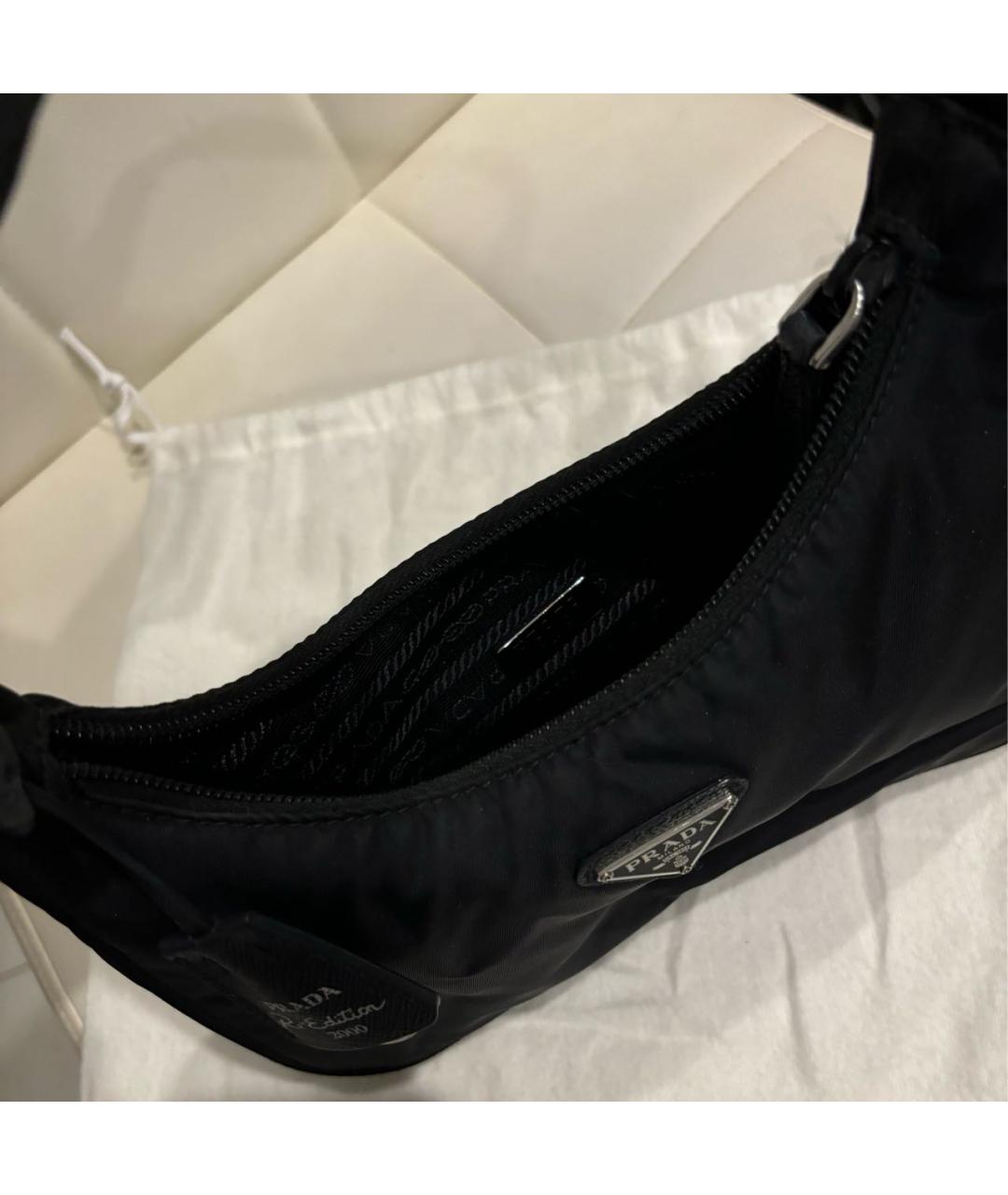 PRADA Черная тканевая сумка с короткими ручками, фото 5
