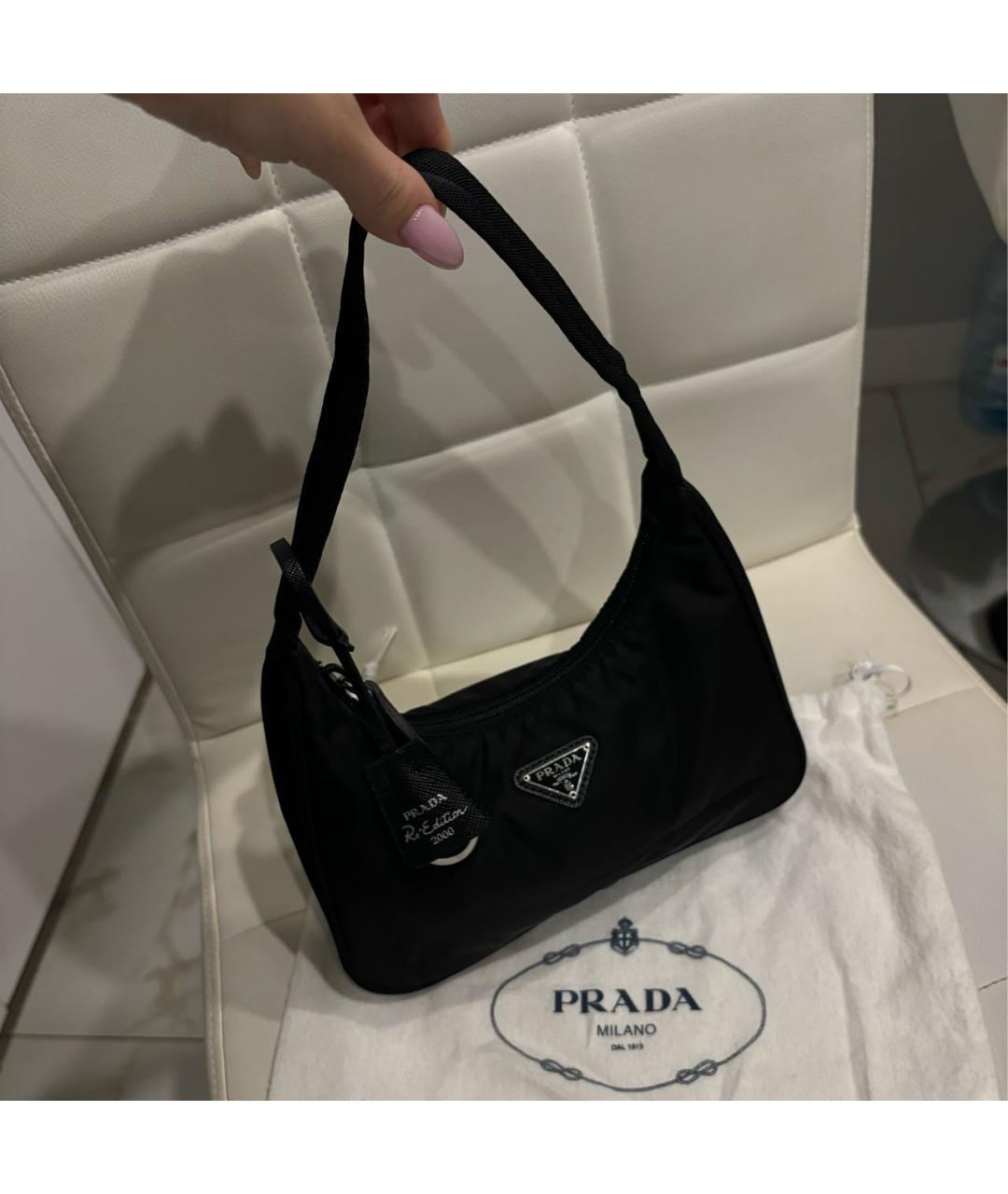 PRADA Черная тканевая сумка с короткими ручками, фото 2