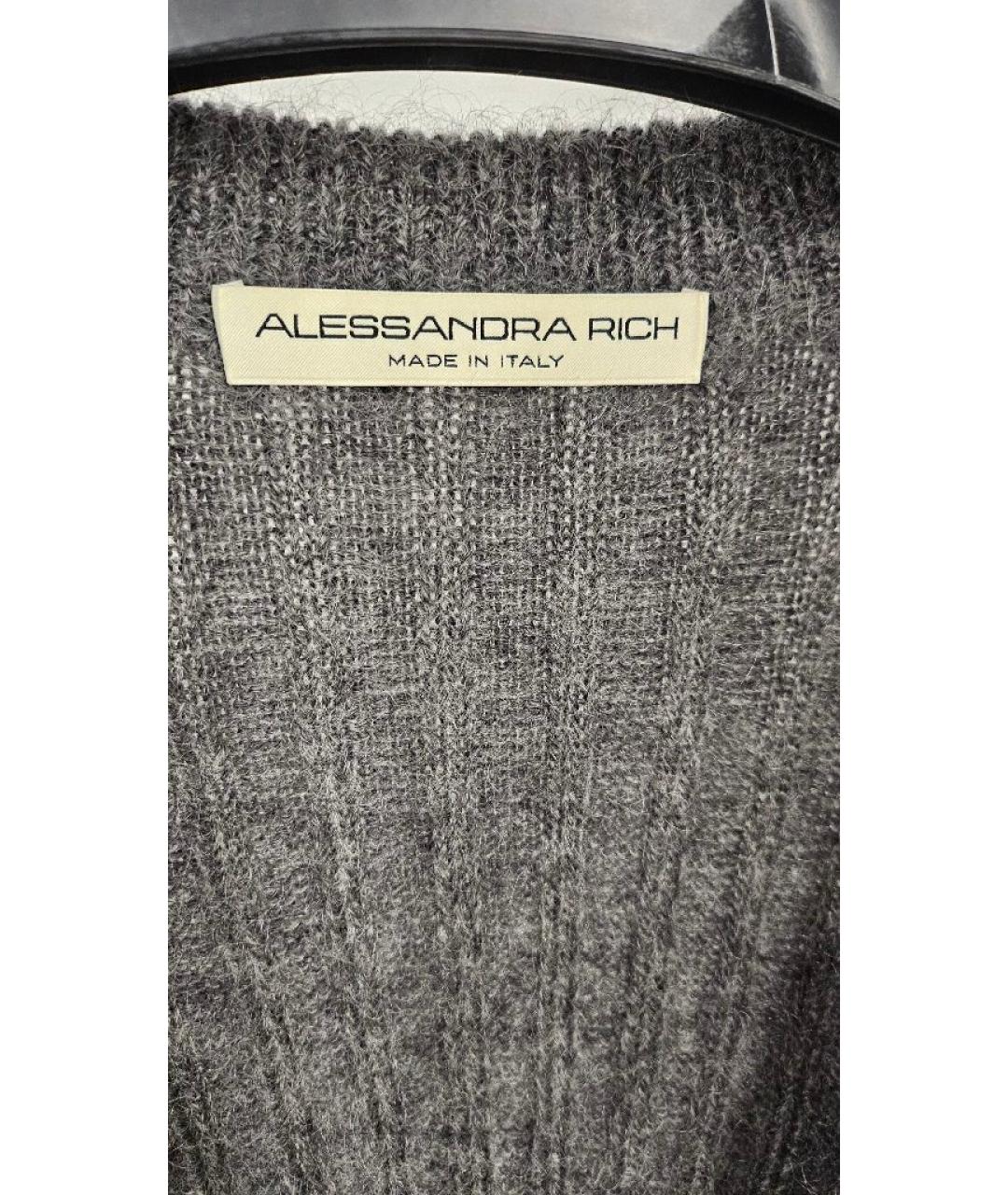 ALESSANDRA RICH Серый шерстяной кардиган, фото 3