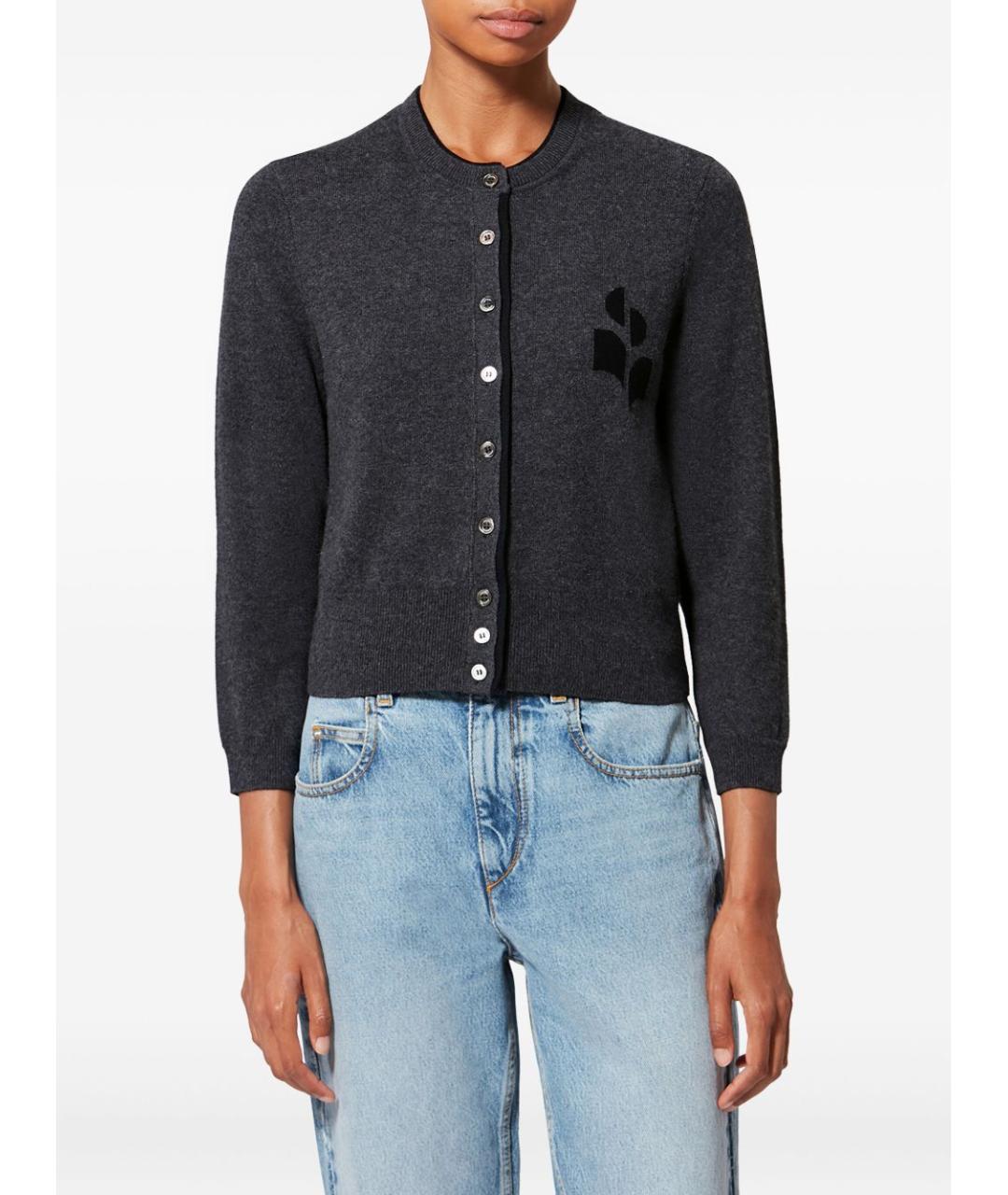ISABEL MARANT ETOILE Серый шерстяной кардиган, фото 2