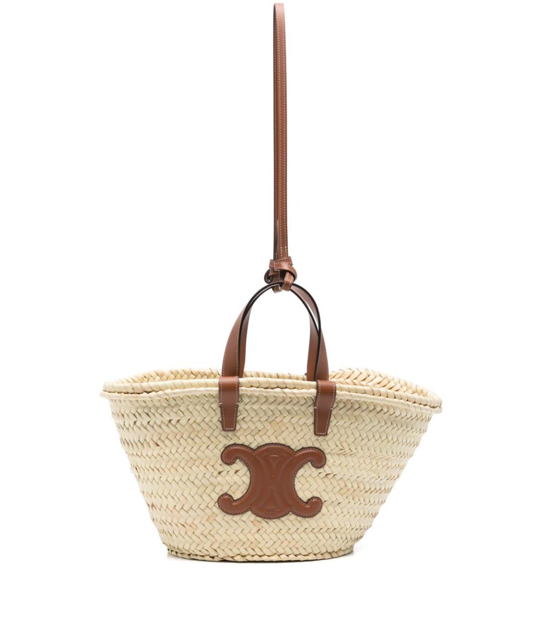 CELINE Бежевая пелетеная сумка тоут, фото 2