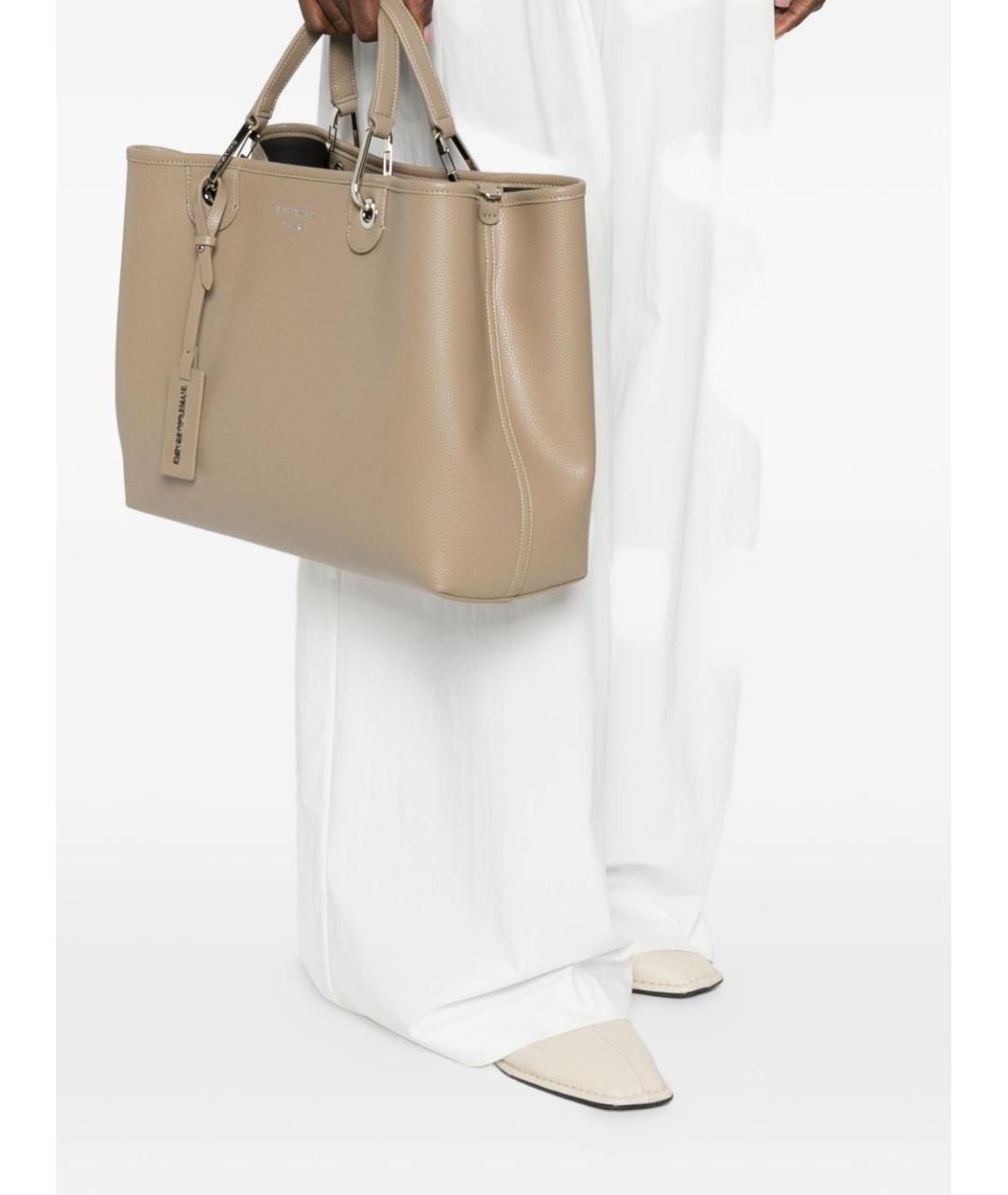 EMPORIO ARMANI Серая сумка тоут из искусственной кожи, фото 2