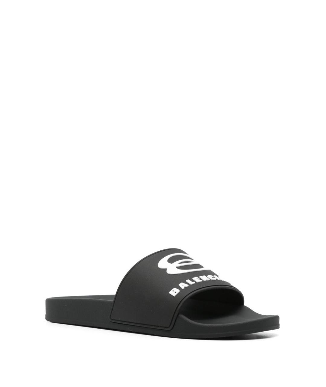 BALENCIAGA Черные резиновые шлепанцы, фото 3