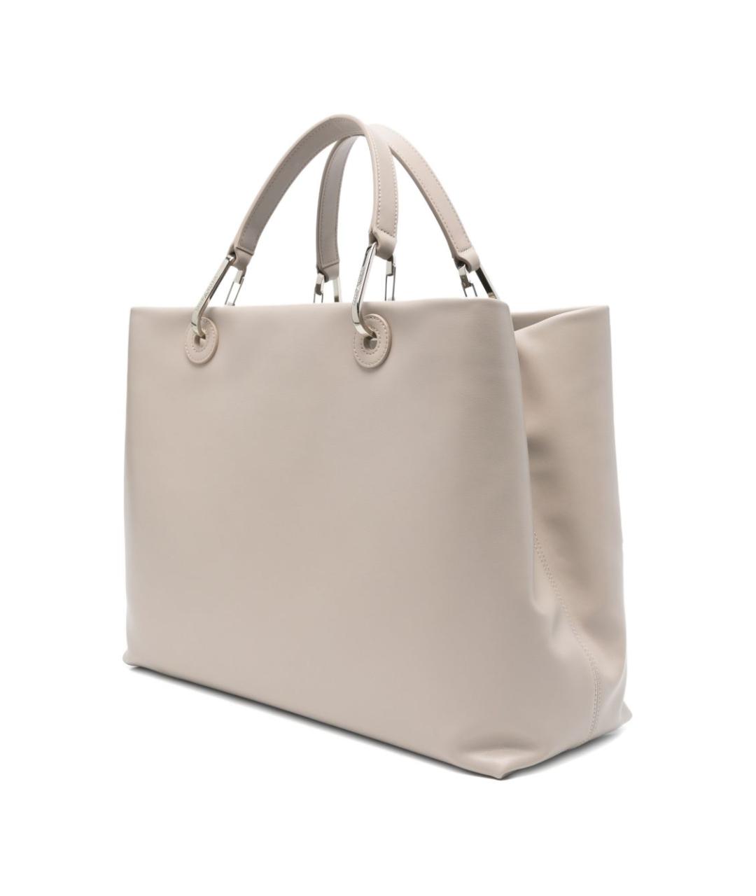 EMPORIO ARMANI Серая кожаная сумка тоут, фото 4