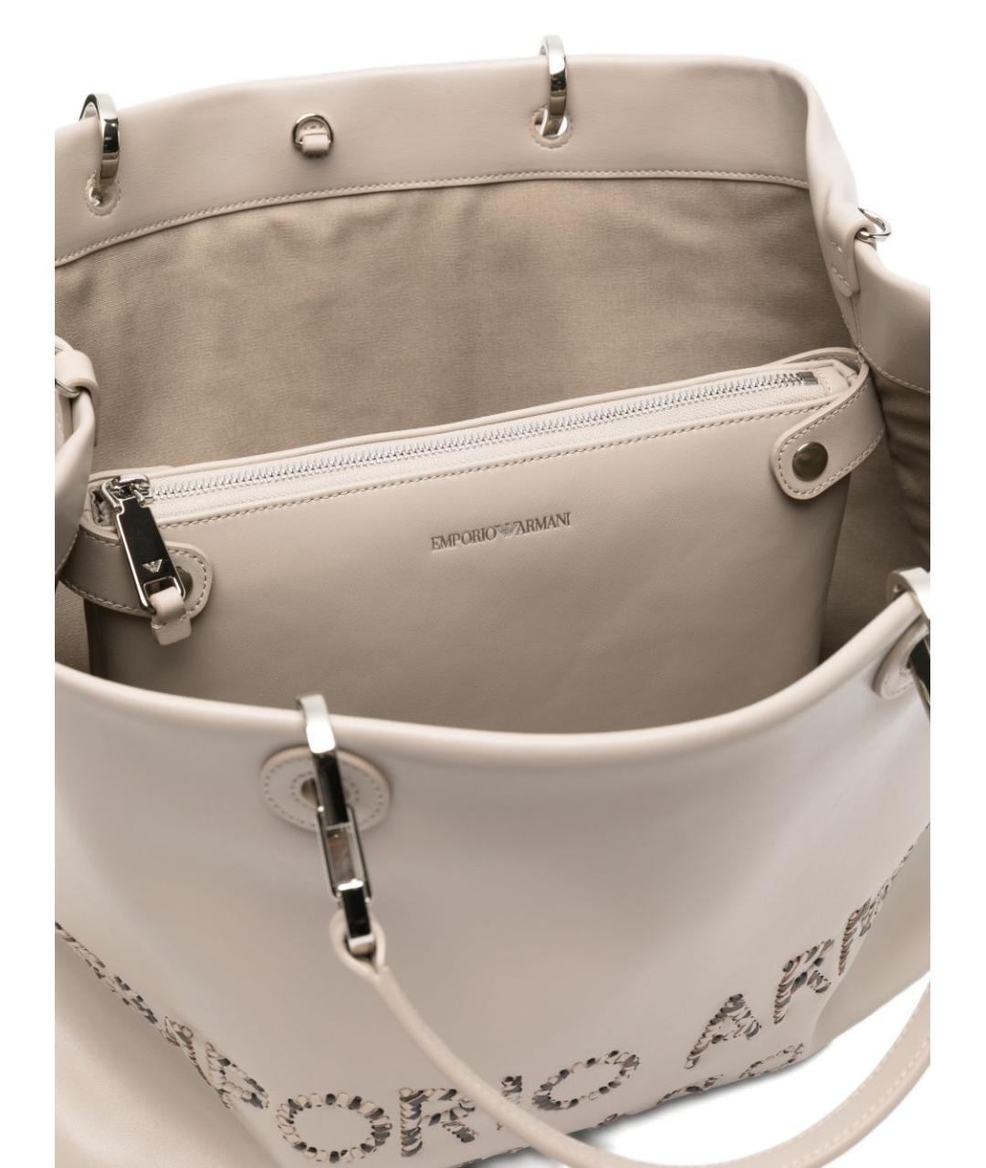 EMPORIO ARMANI Серая кожаная сумка тоут, фото 2
