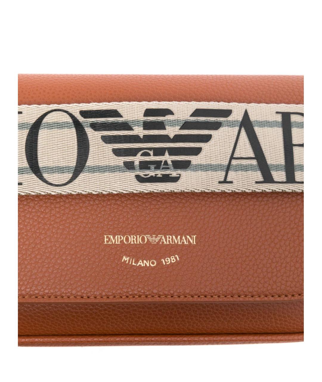 EMPORIO ARMANI Коричневая сумка через плечо из искусственной кожи, фото 3