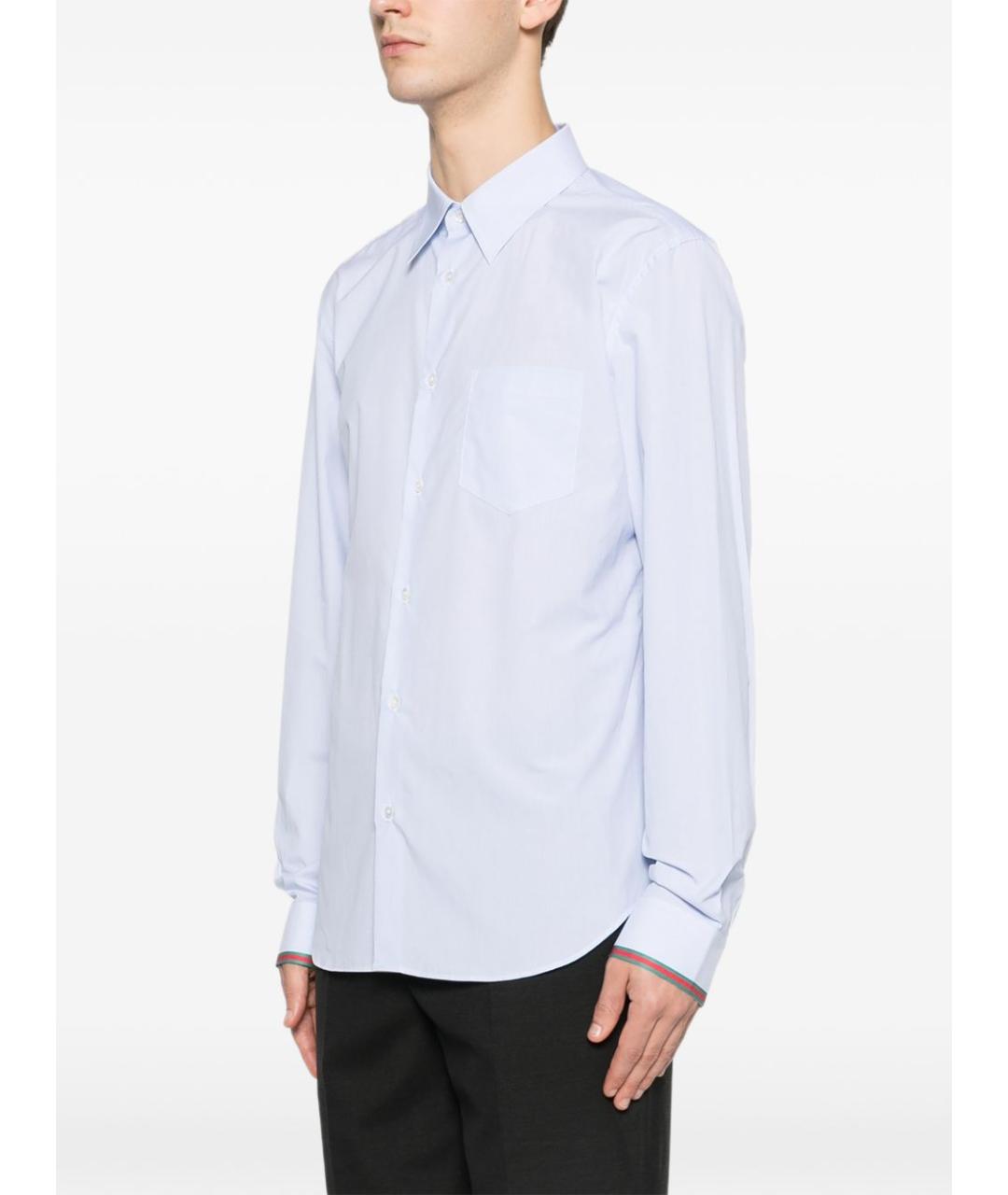 GUCCI Голубая хлопковая классическая рубашка, фото 5