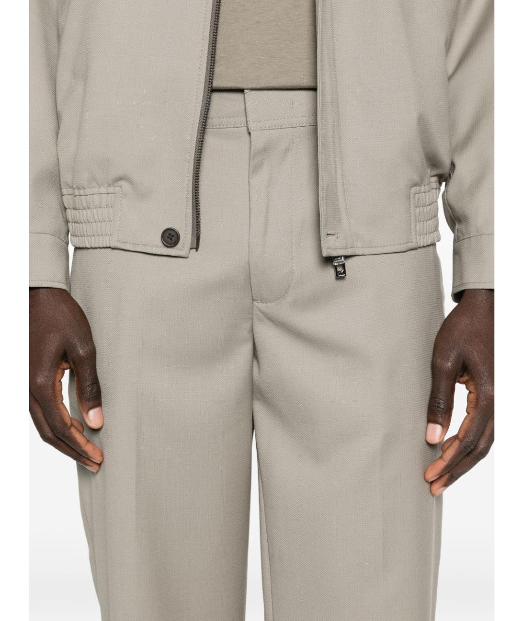 EMPORIO ARMANI Серые шерстяные повседневные брюки, фото 4