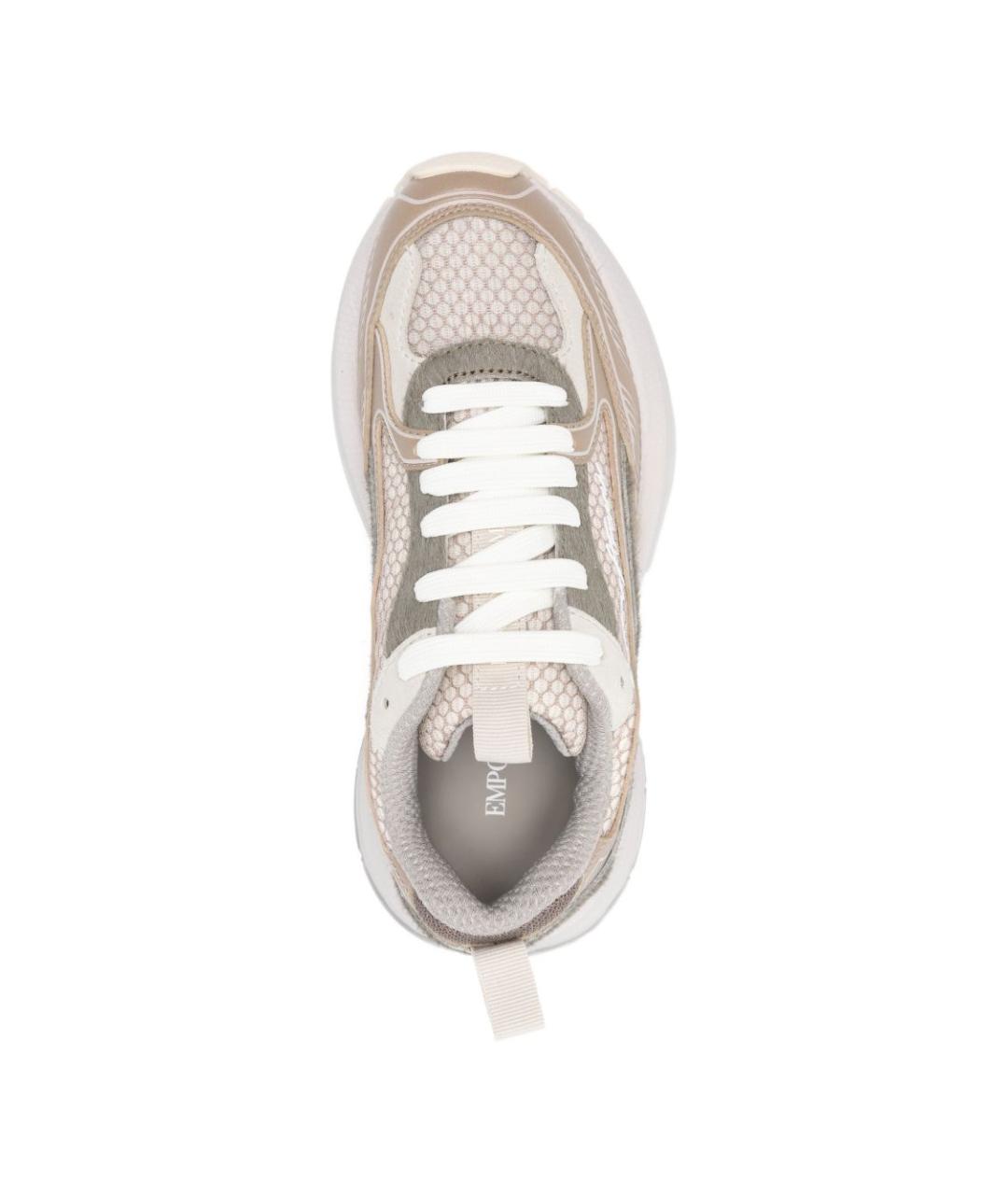 EMPORIO ARMANI Бежевые кожаные кроссовки, фото 2