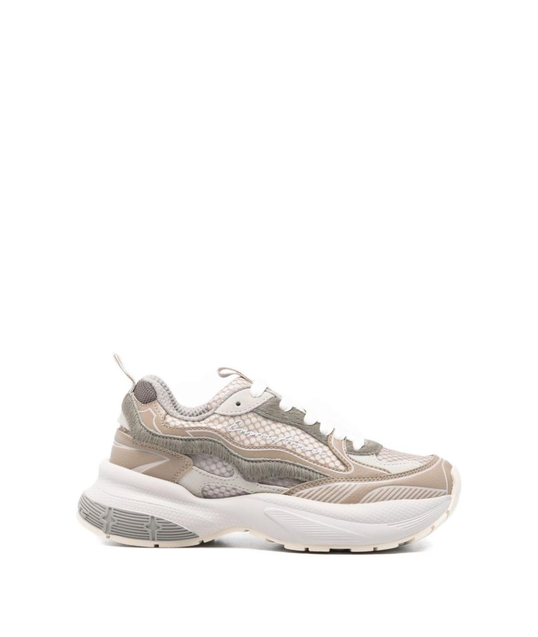 EMPORIO ARMANI Бежевые кожаные кроссовки, фото 1