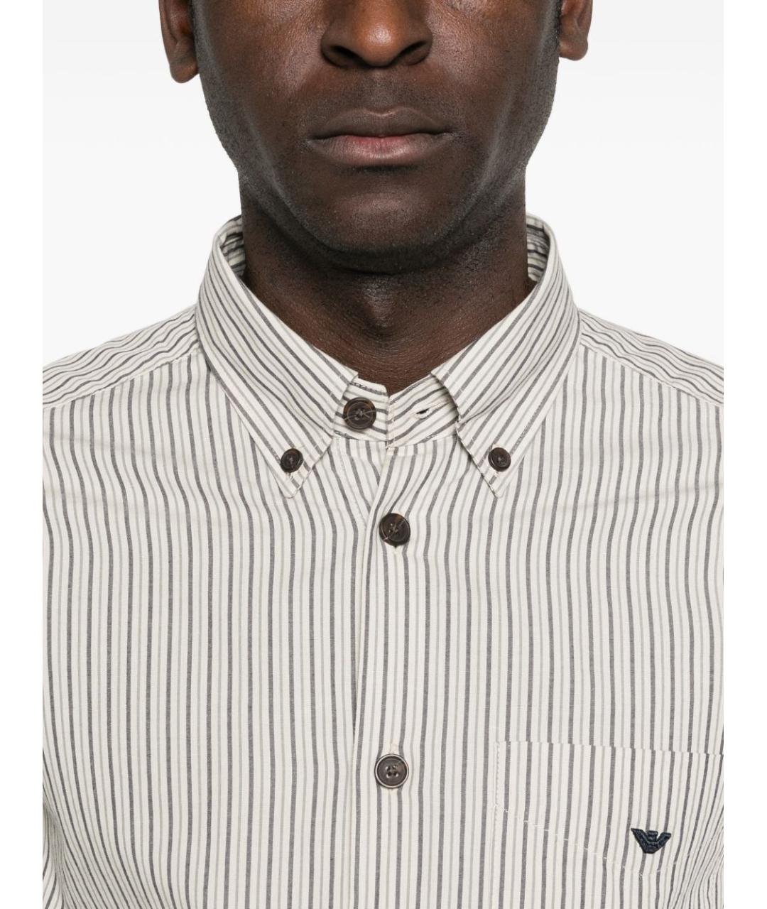 EMPORIO ARMANI Бежевая хлопковая классическая рубашка, фото 2