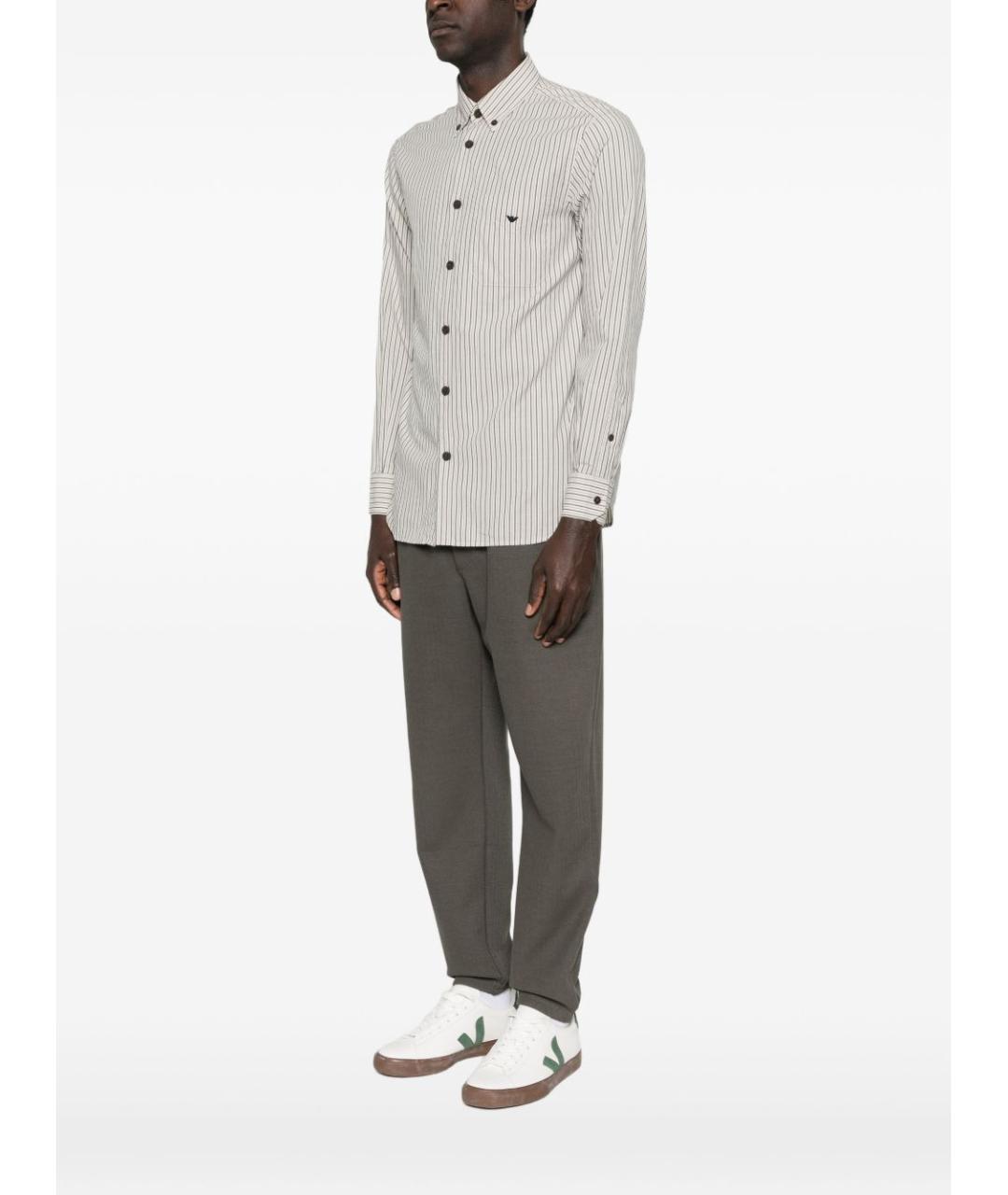 EMPORIO ARMANI Бежевая хлопковая классическая рубашка, фото 5