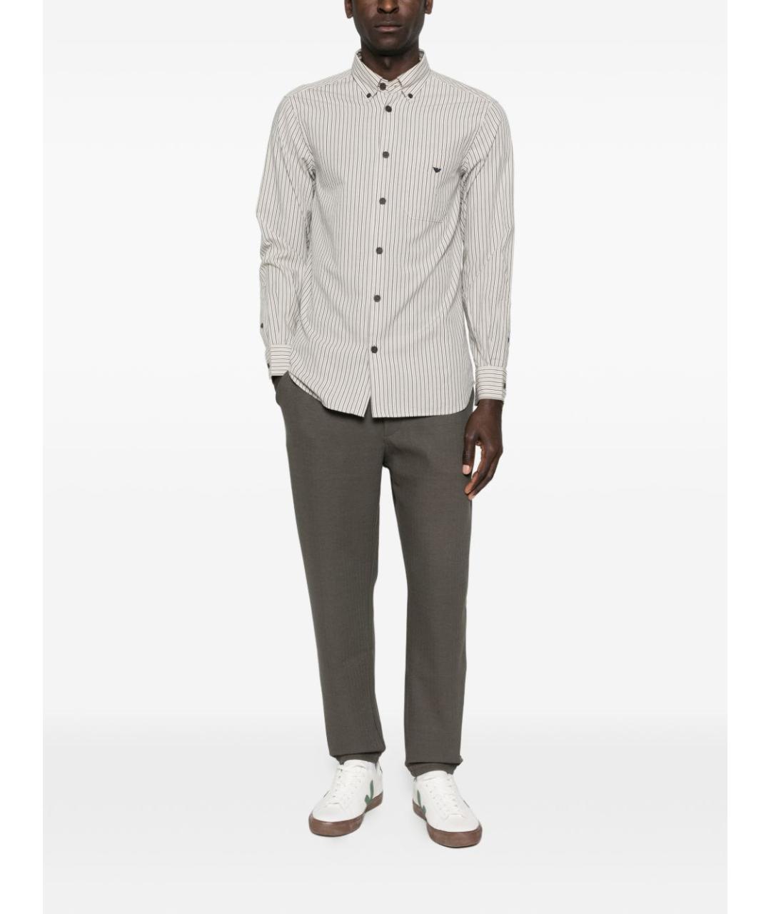 EMPORIO ARMANI Бежевая хлопковая классическая рубашка, фото 4