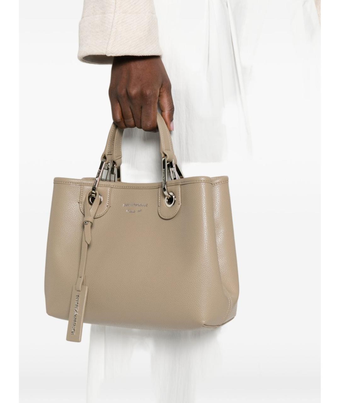 EMPORIO ARMANI Серая сумка тоут из искусственной кожи, фото 5