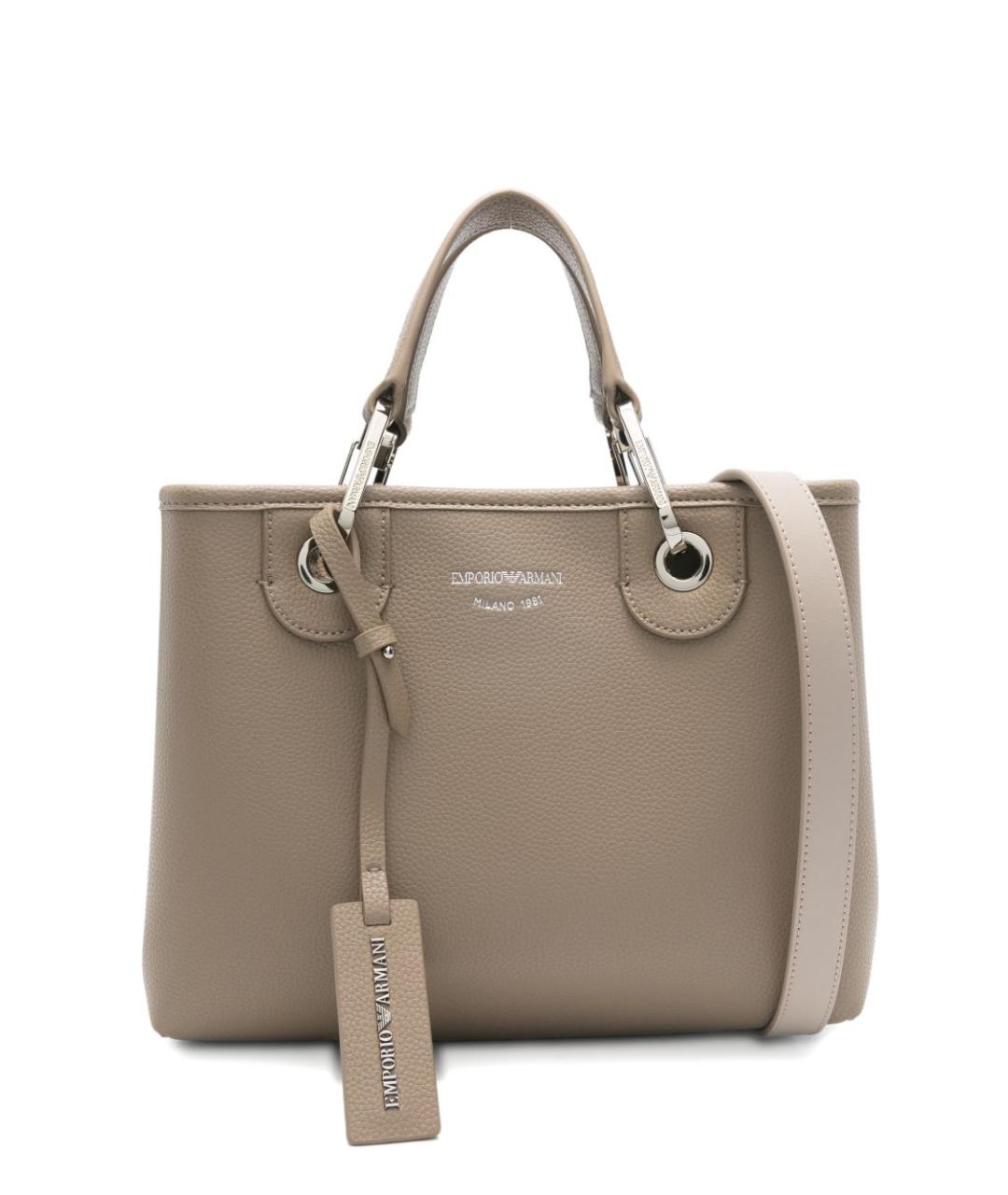 EMPORIO ARMANI Серая сумка тоут из искусственной кожи, фото 1