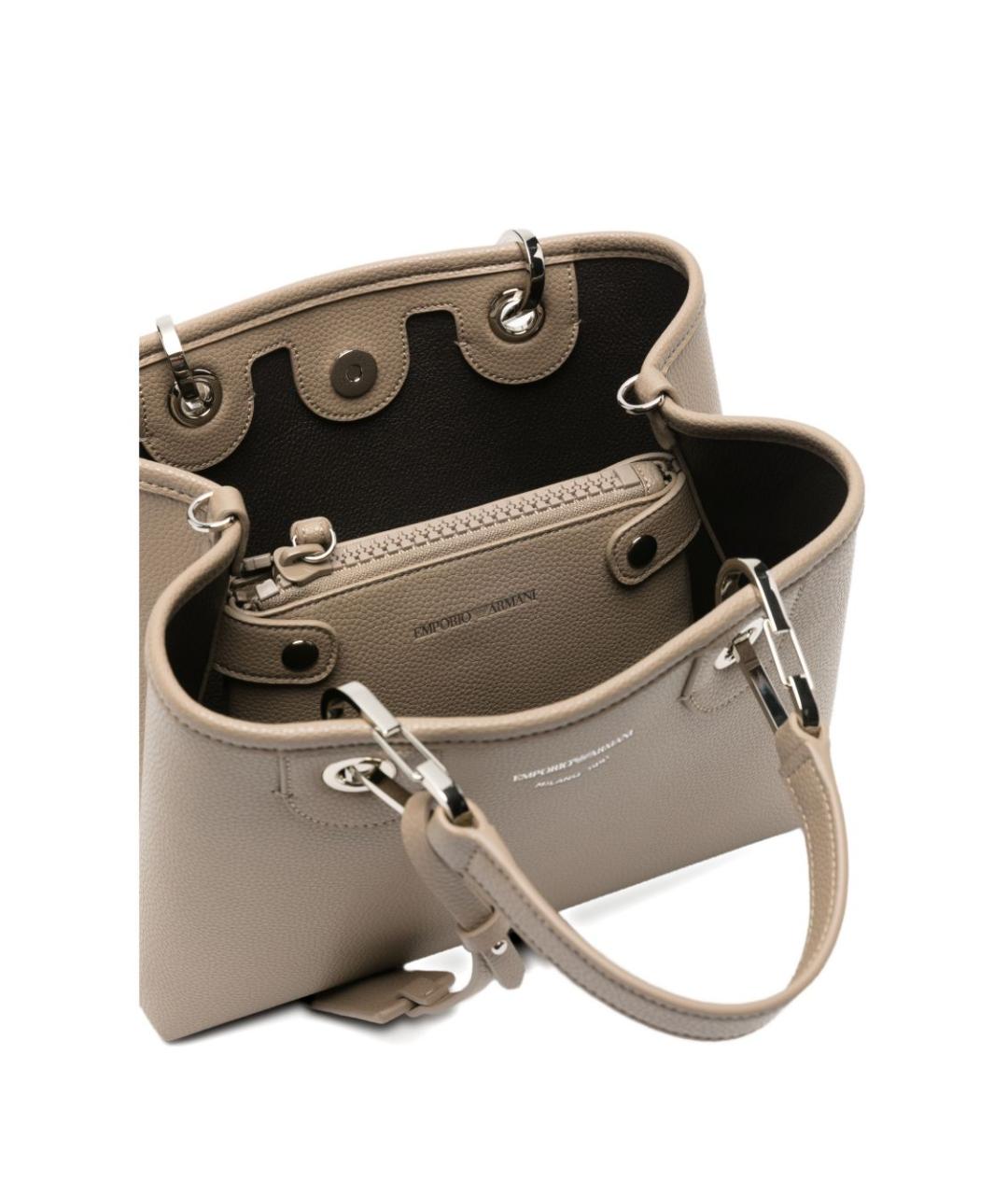 EMPORIO ARMANI Серая сумка тоут из искусственной кожи, фото 4