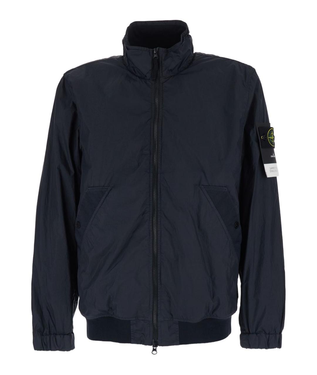 STONE ISLAND Темно-синяя синтетическая куртка, фото 1