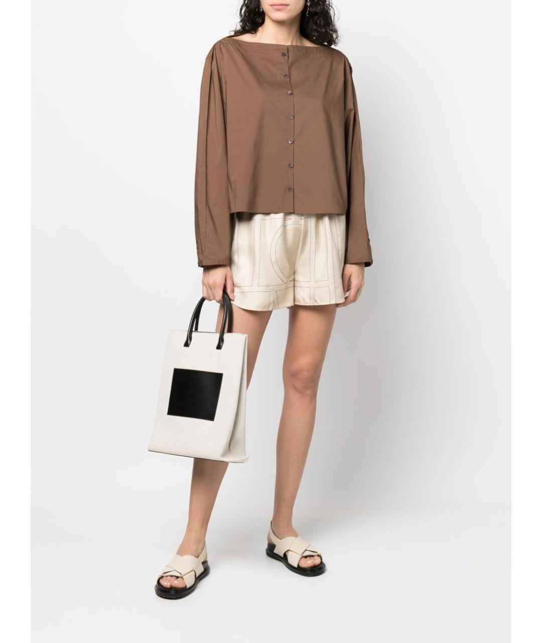 TOTEME Бежевые шелковые шорты, фото 2