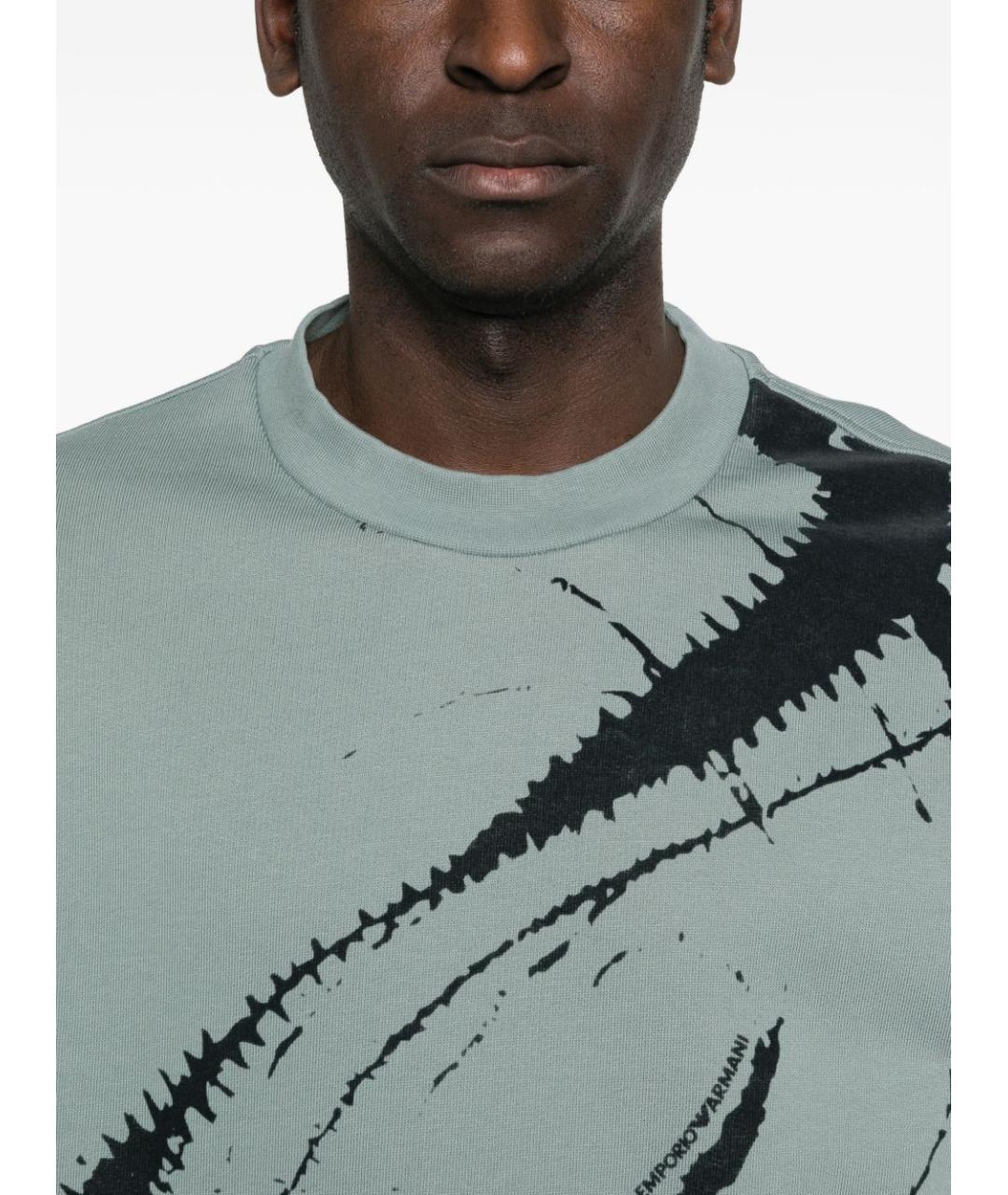 EMPORIO ARMANI Голубой хлопковый джемпер / свитер, фото 3