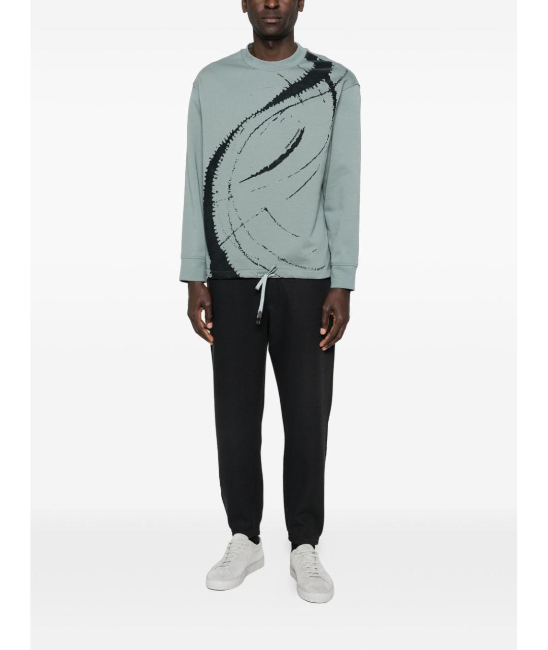 EMPORIO ARMANI Голубой хлопковый джемпер / свитер, фото 4