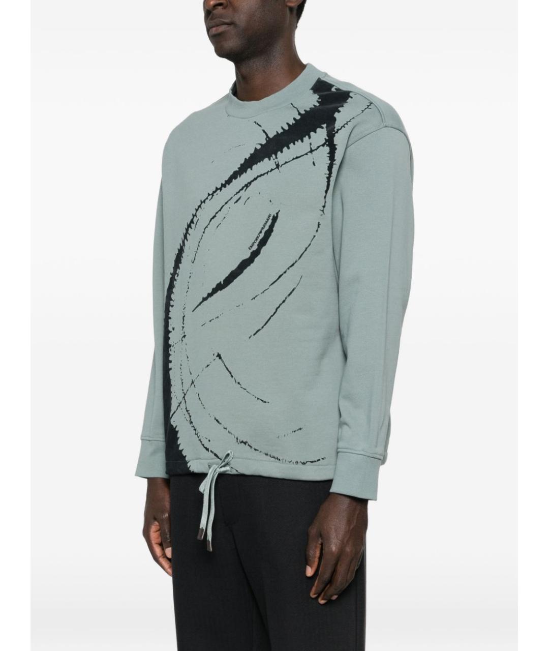 EMPORIO ARMANI Голубой хлопковый джемпер / свитер, фото 5