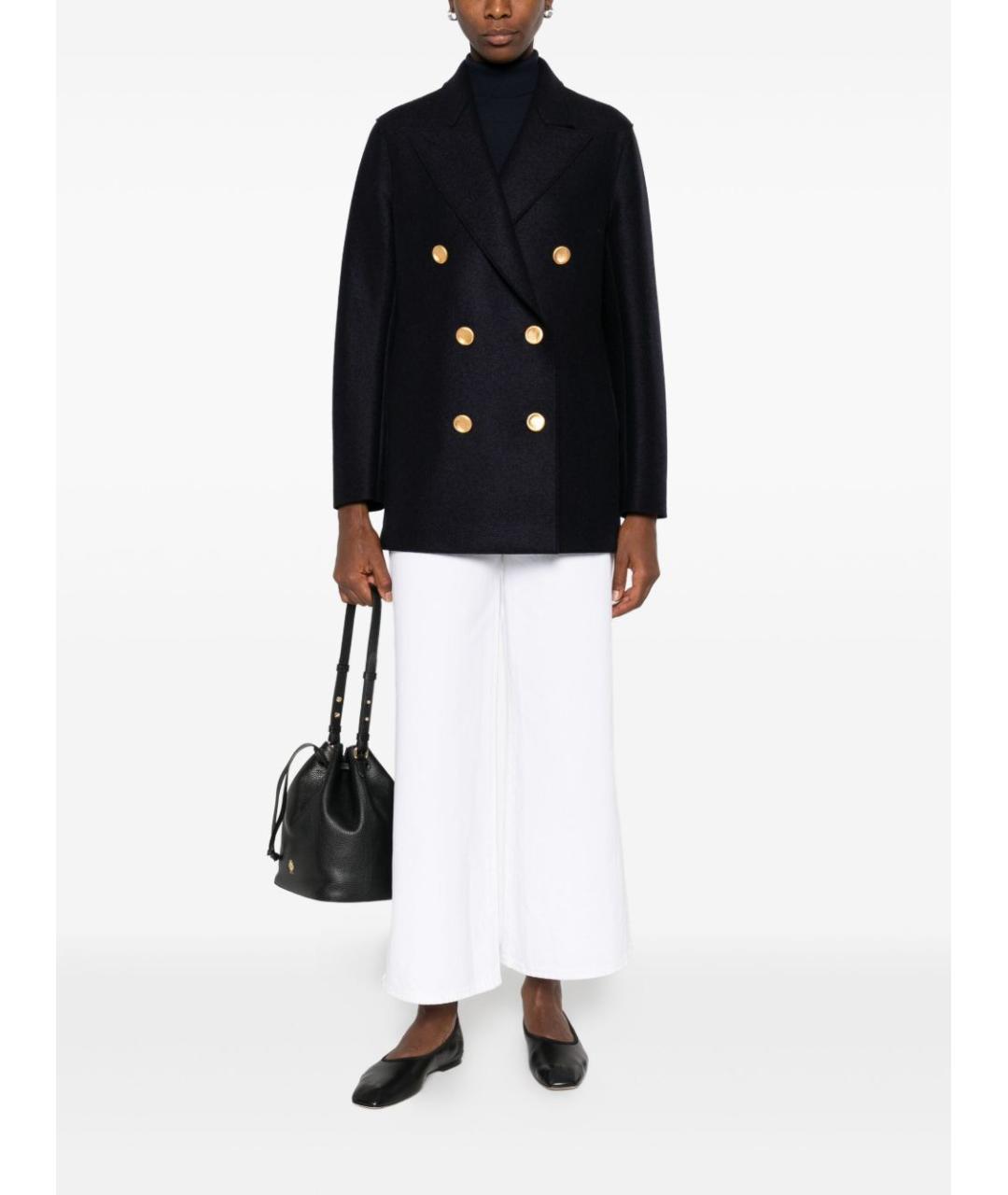 HARRIS WHARF LONDON Темно-синее шерстяное пальто, фото 4