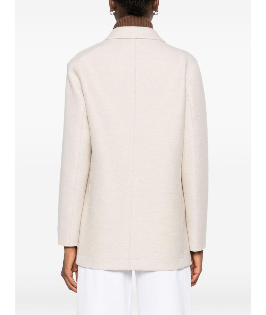 HARRIS WHARF LONDON Бежевое шерстяное пальто, фото 4