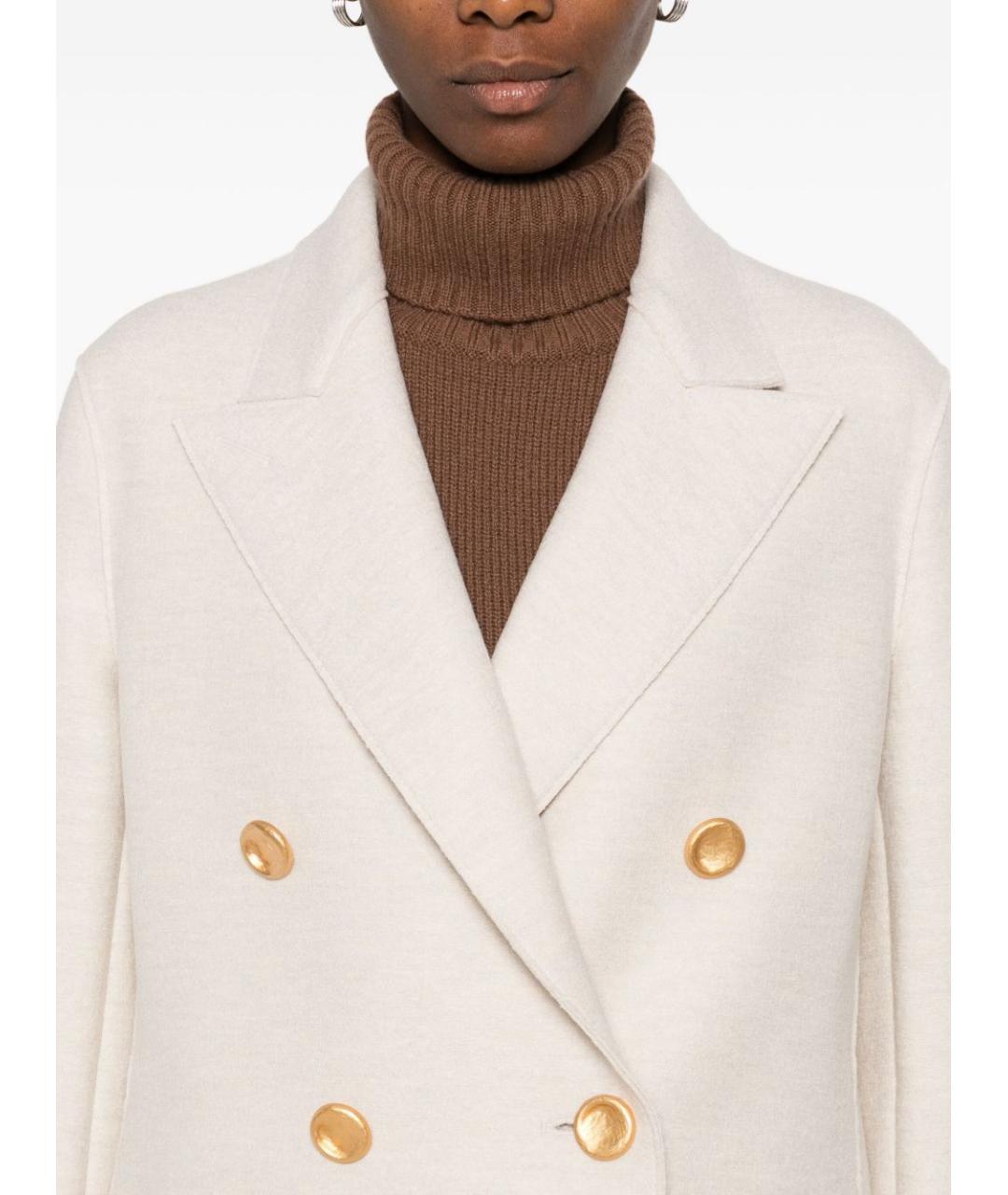 HARRIS WHARF LONDON Бежевое шерстяное пальто, фото 3