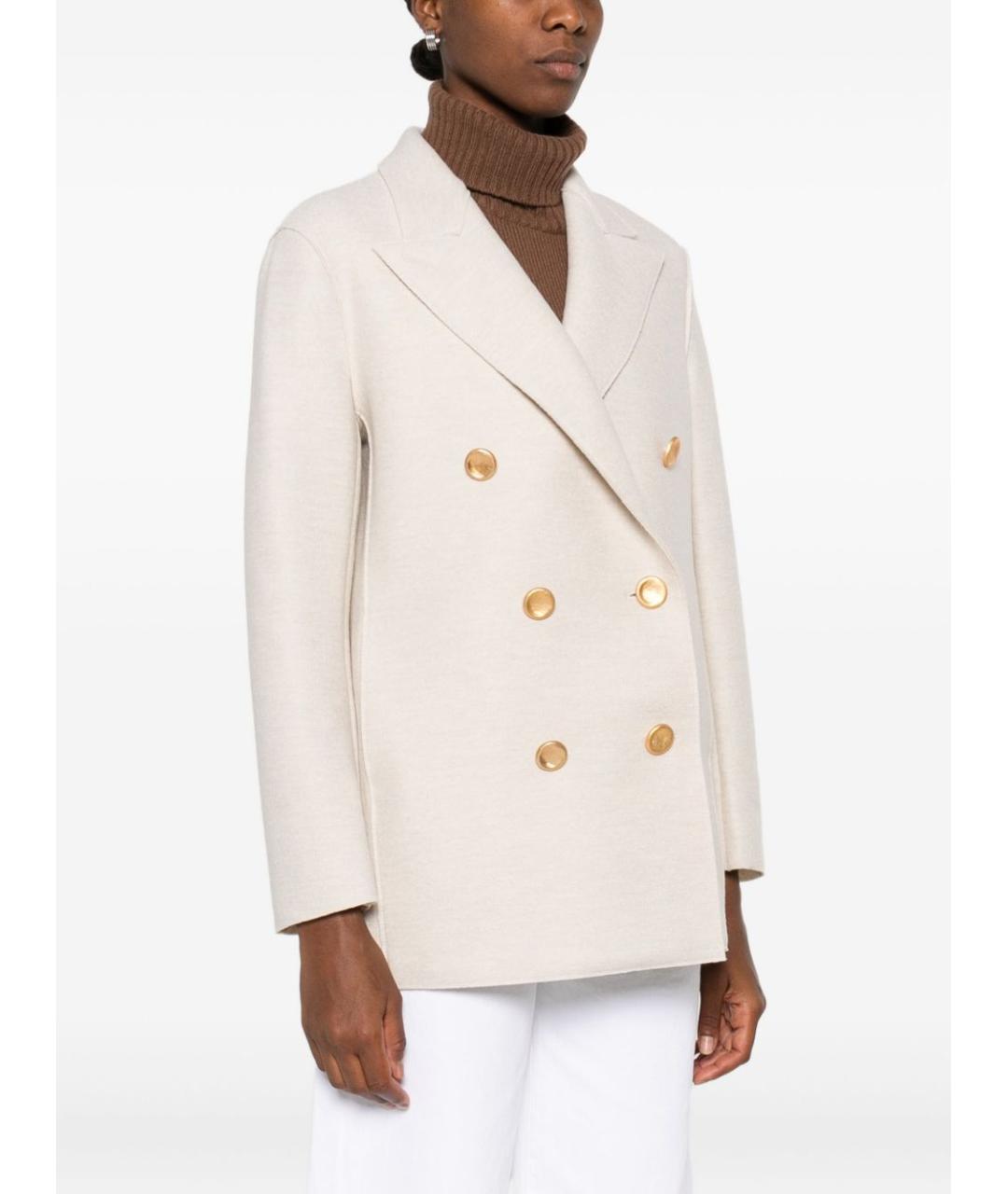 HARRIS WHARF LONDON Бежевое шерстяное пальто, фото 5