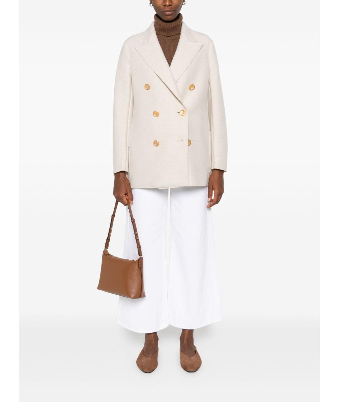 HARRIS WHARF LONDON Бежевое шерстяное пальто, фото 2