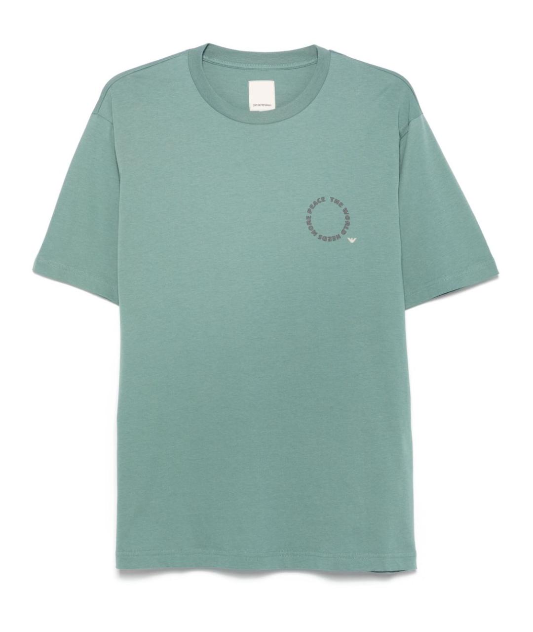 EMPORIO ARMANI Зеленая хлопковая футболка, фото 1