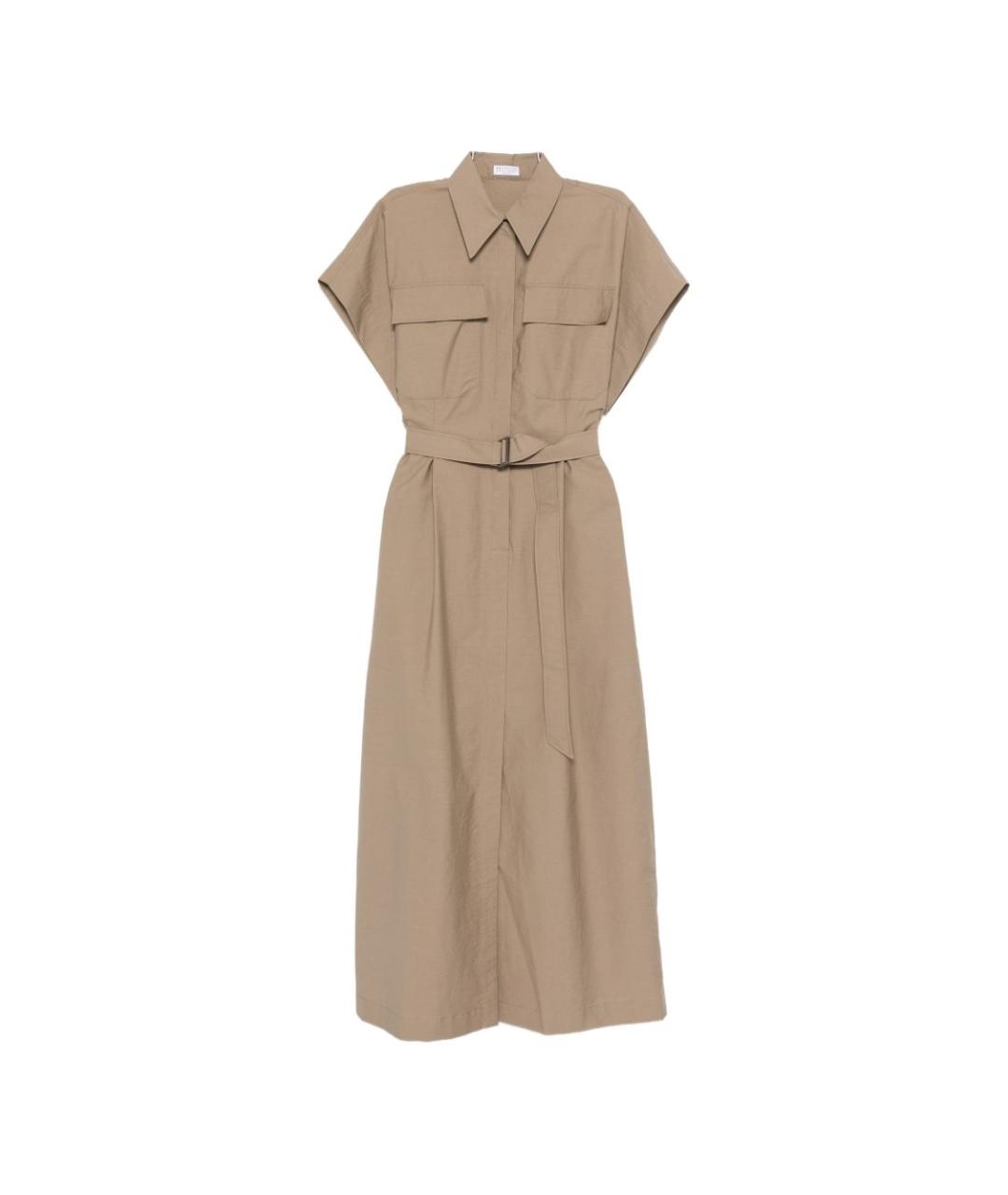 BRUNELLO CUCINELLI Коричневое хлопковое платье, фото 1