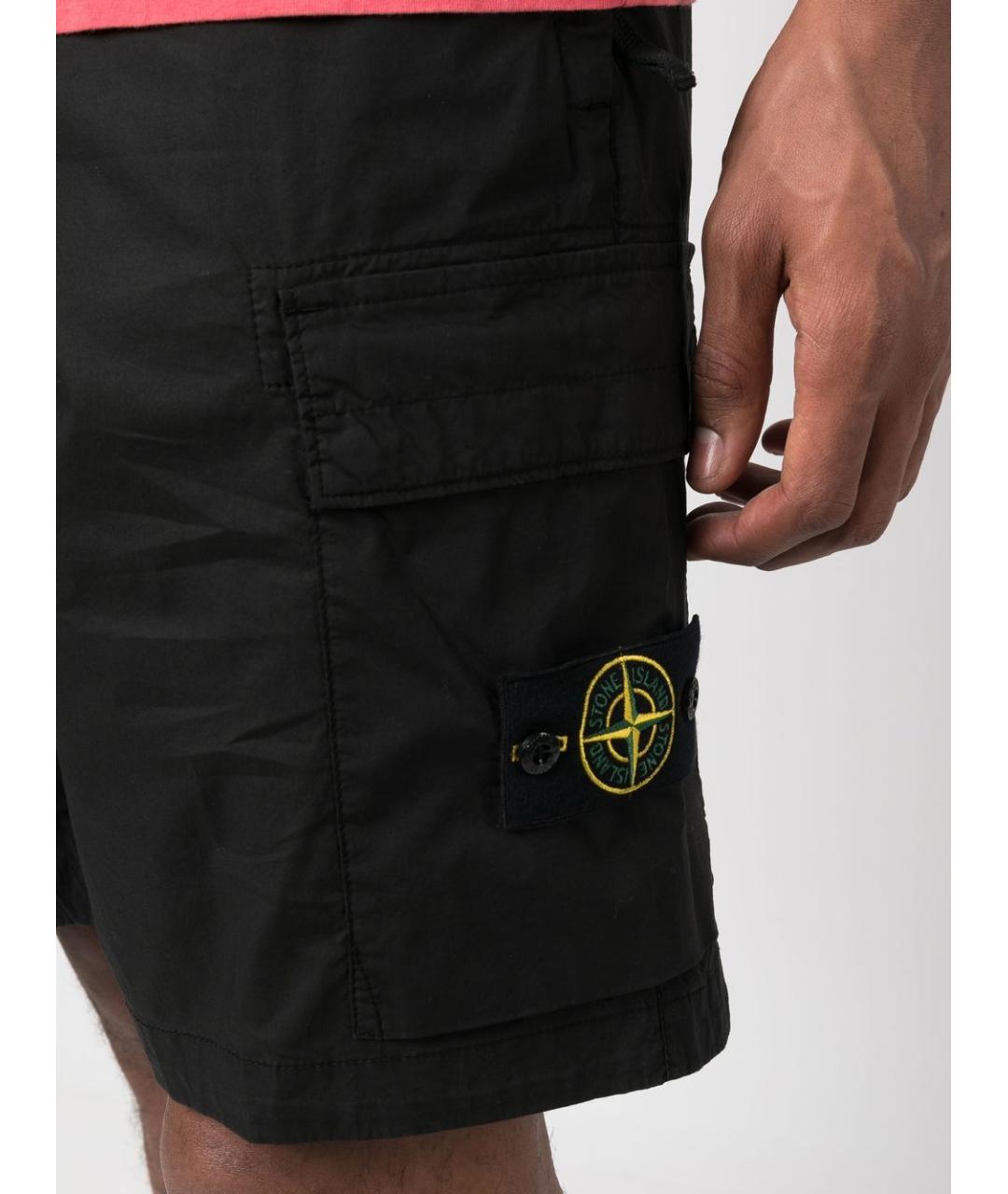 STONE ISLAND Черные хлопко-эластановые шорты, фото 5
