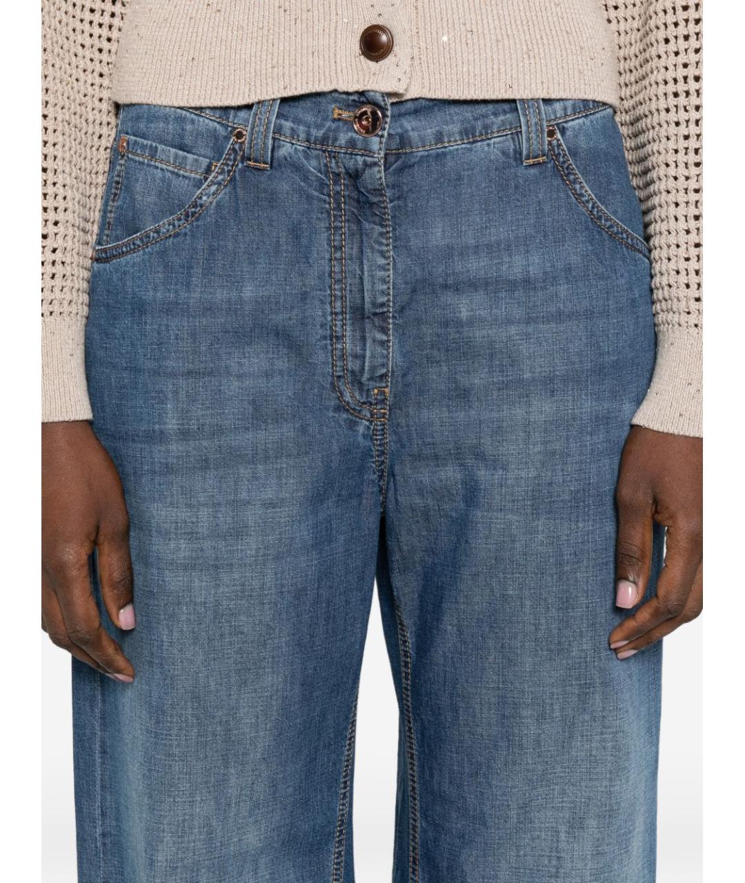 BRUNELLO CUCINELLI Синие хлопковые джинсы клеш, фото 2