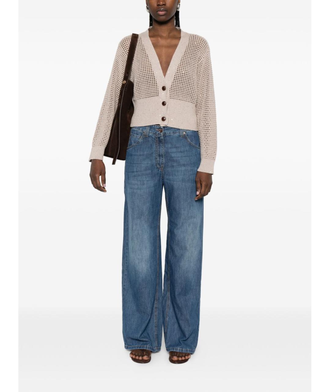 BRUNELLO CUCINELLI Синие хлопковые джинсы клеш, фото 3