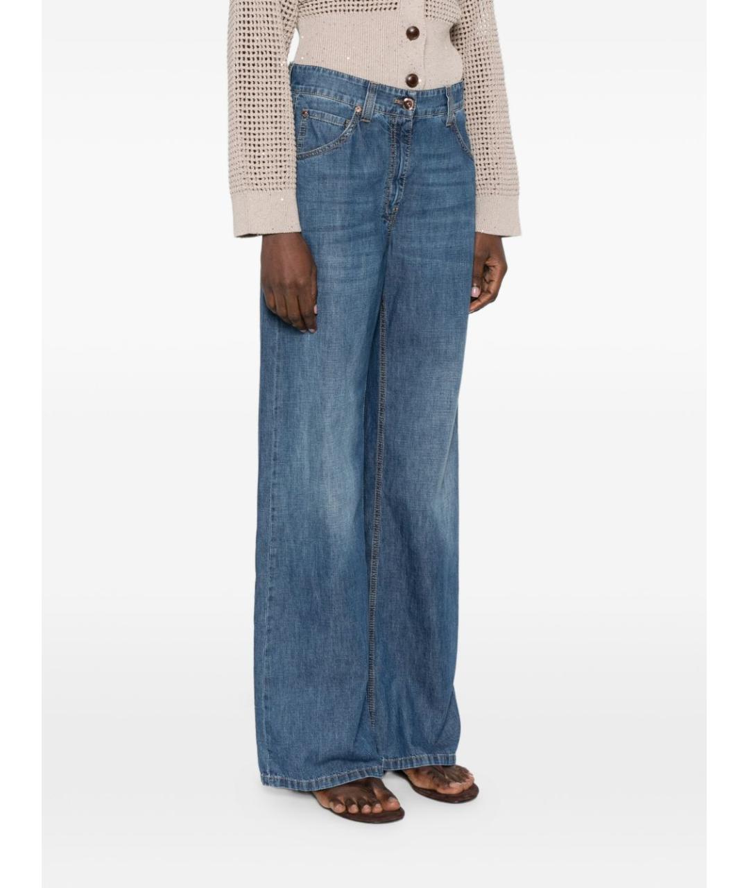 BRUNELLO CUCINELLI Синие хлопковые джинсы клеш, фото 4