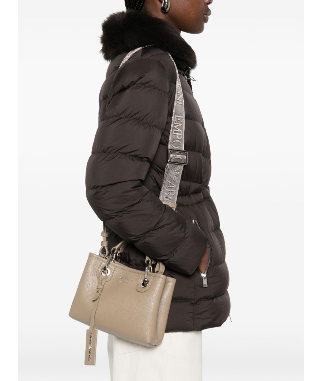 EMPORIO ARMANI Серая сумка тоут из искусственной кожи, фото 4