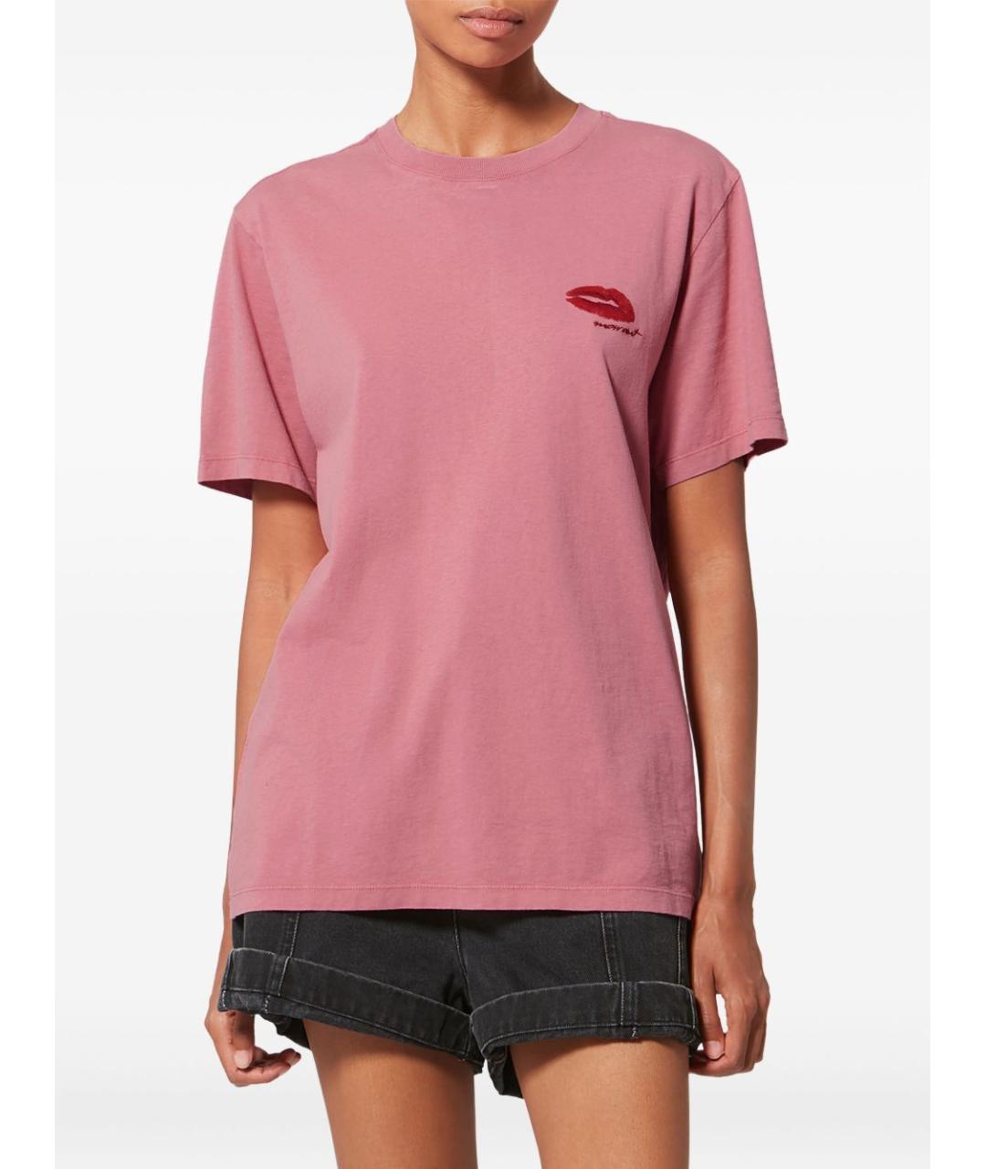 ISABEL MARANT ETOILE Розовая хлопковая футболка, фото 3