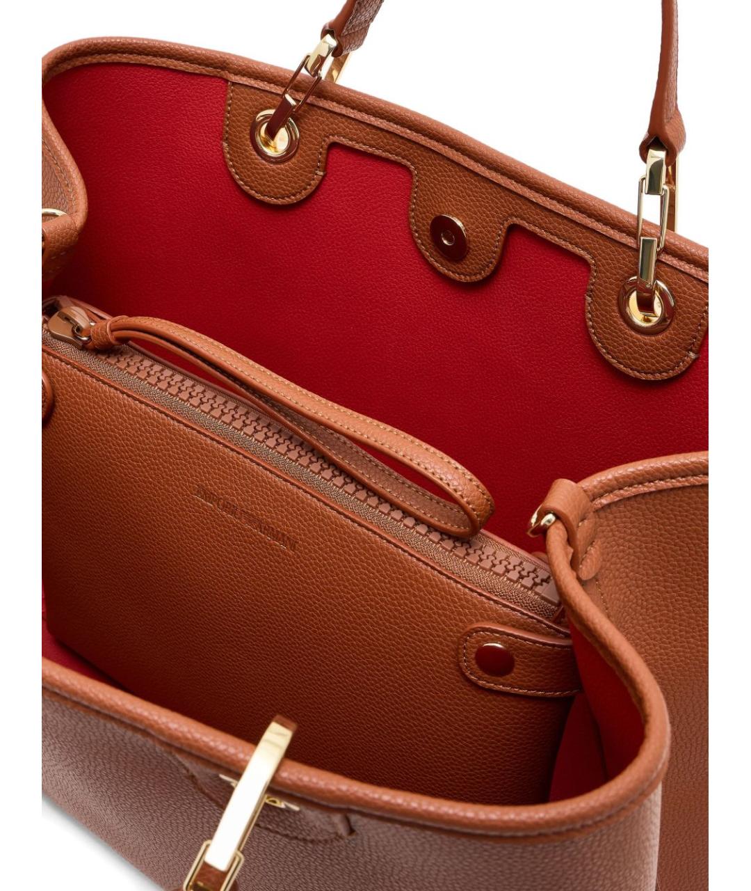 EMPORIO ARMANI Коричневая сумка тоут из искусственной кожи, фото 5