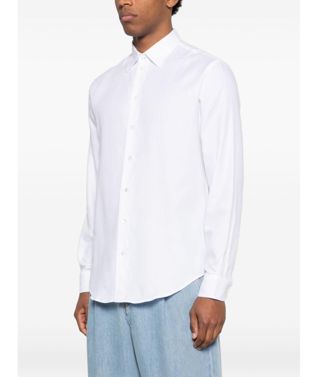 EMPORIO ARMANI Белая хлопковая классическая рубашка, фото 4
