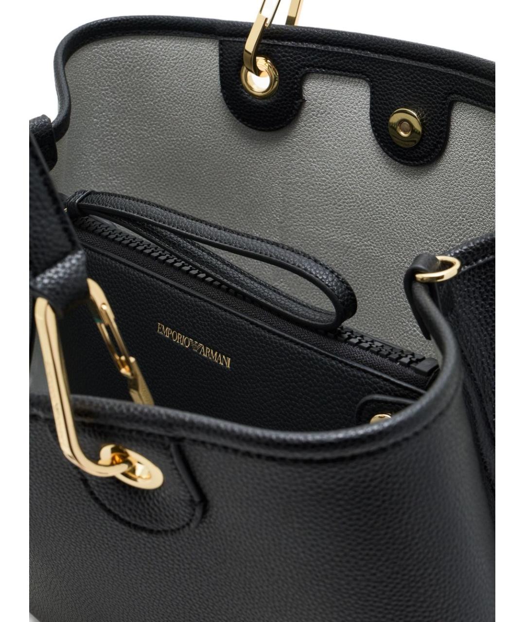 EMPORIO ARMANI Черная сумка тоут из искусственной кожи, фото 2