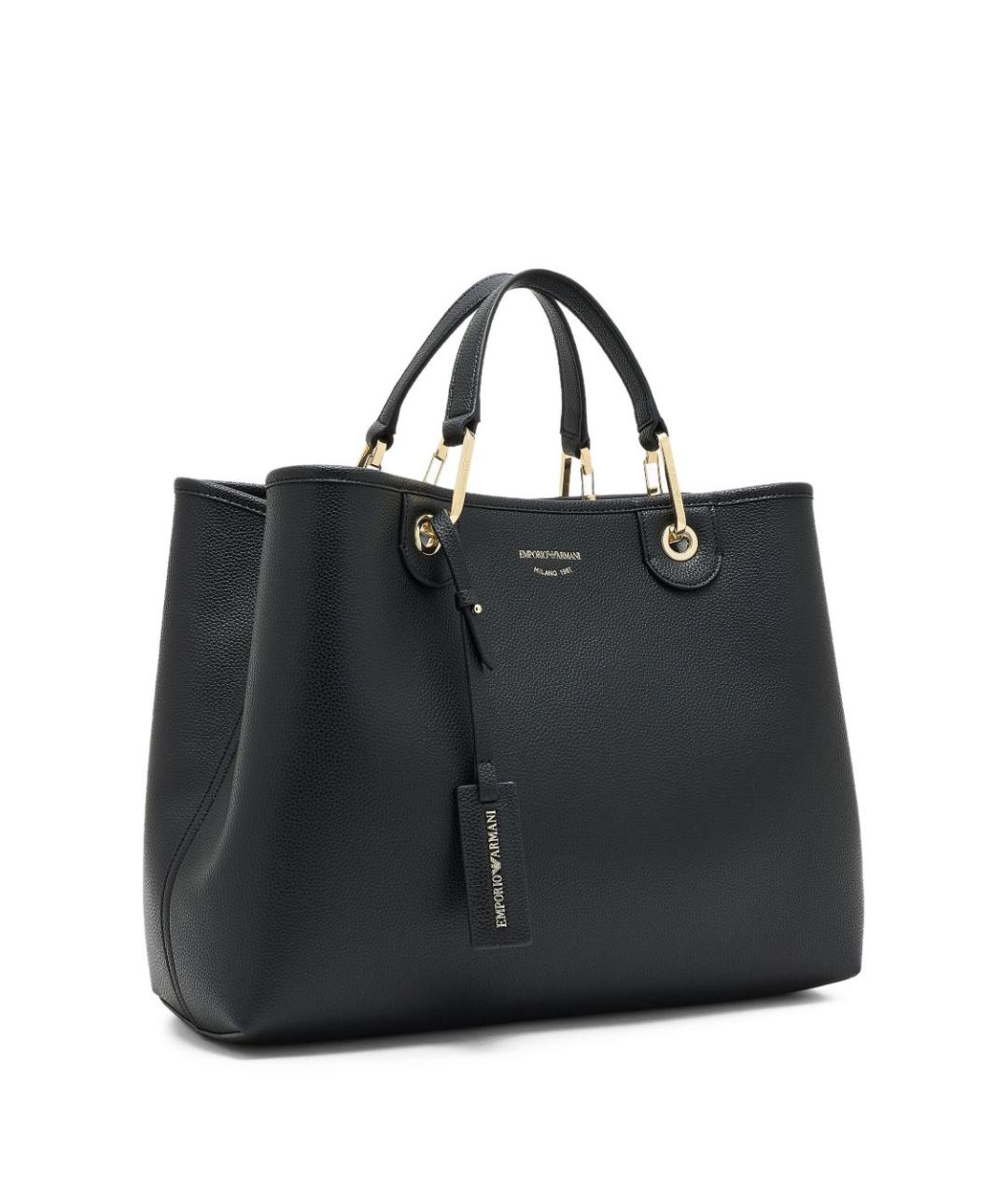 EMPORIO ARMANI Черная сумка тоут из искусственной кожи, фото 3