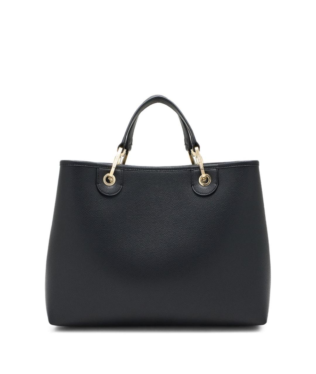 EMPORIO ARMANI Черная сумка тоут из искусственной кожи, фото 4