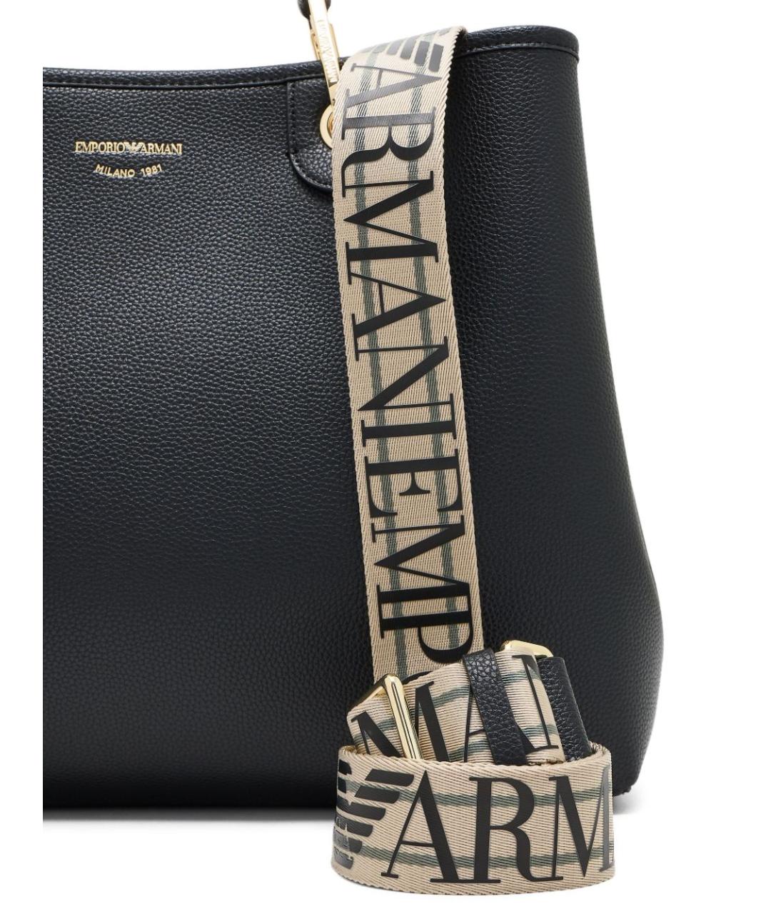 EMPORIO ARMANI Черная сумка тоут из искусственной кожи, фото 5