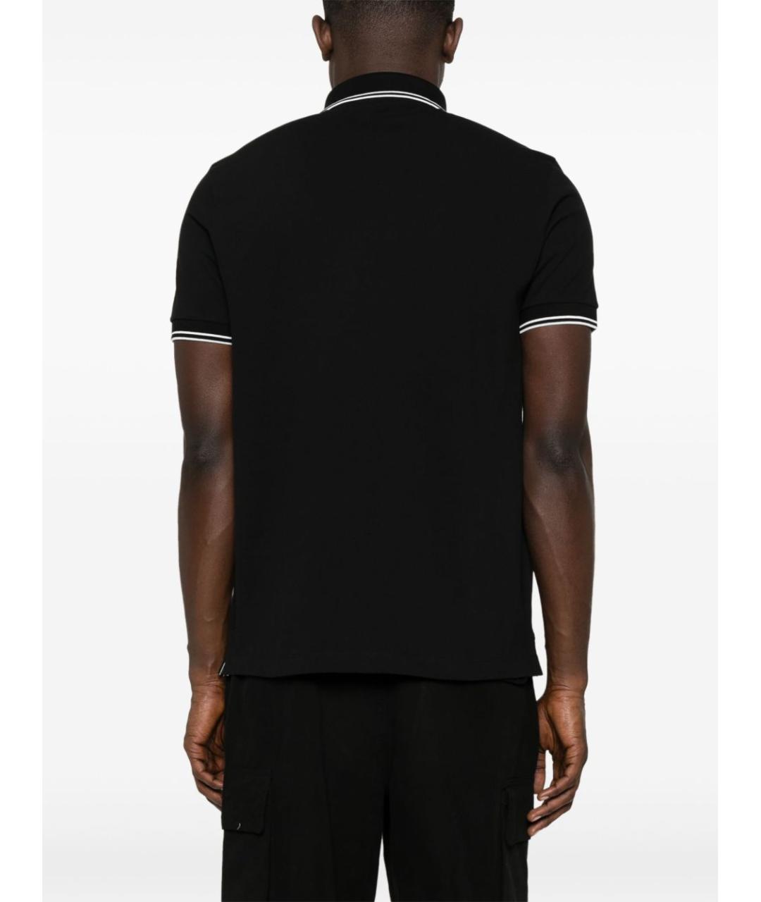 STONE ISLAND Черное хлопко-эластановое поло с коротким рукавом, фото 4