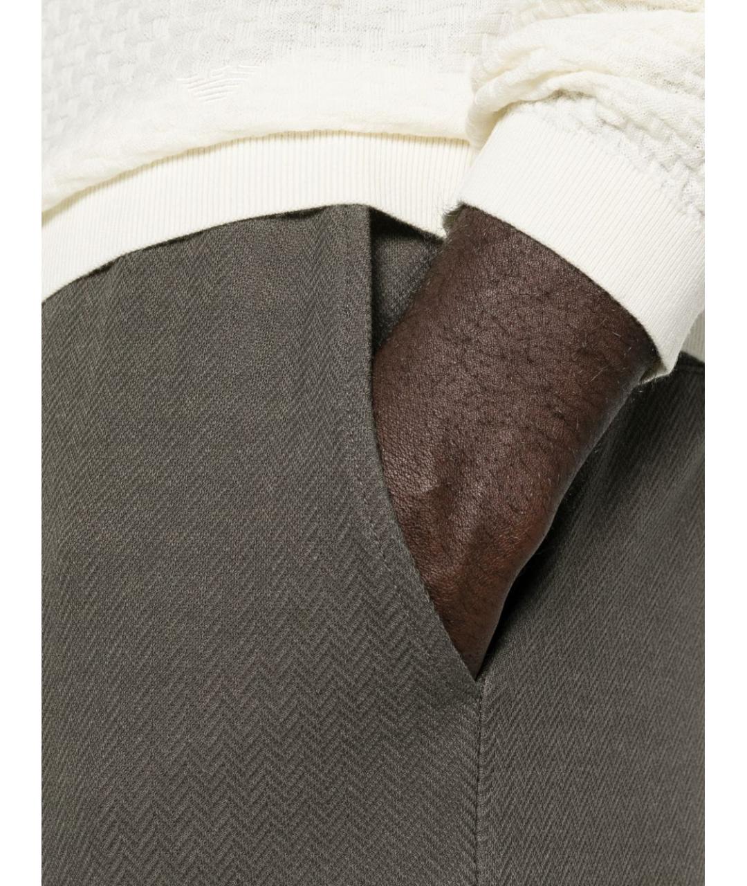 EMPORIO ARMANI Серые хлопко-эластановые повседневные брюки, фото 4