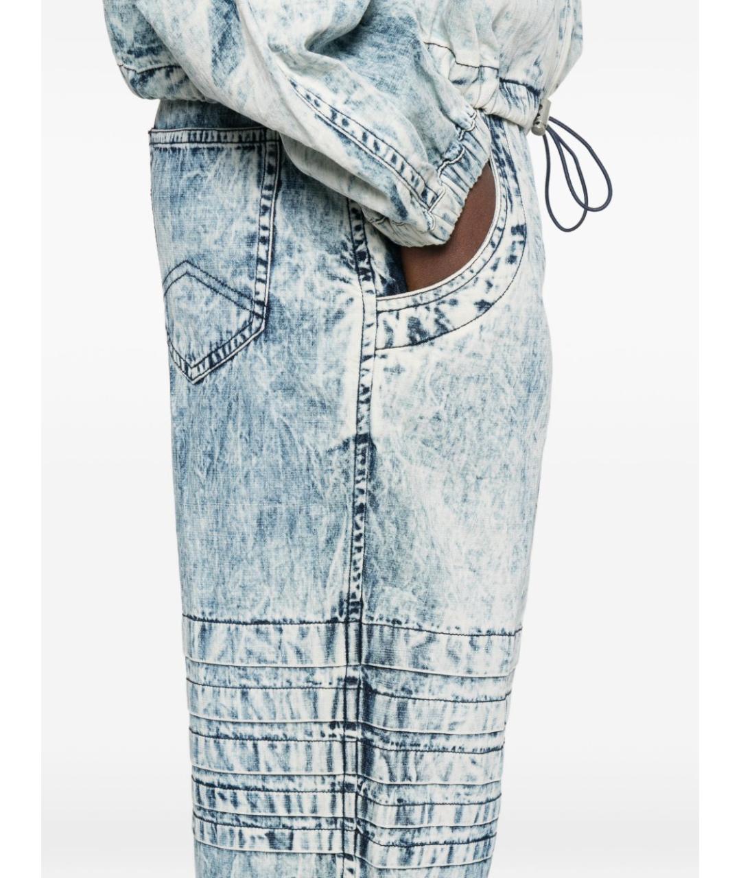 ISABEL MARANT ETOILE Голубые хлопковые прямые брюки, фото 2